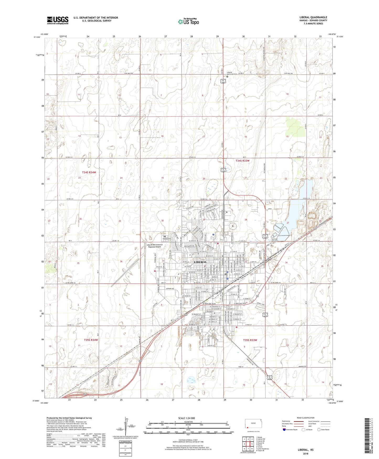 Liberal Kansas US Topo Map Image