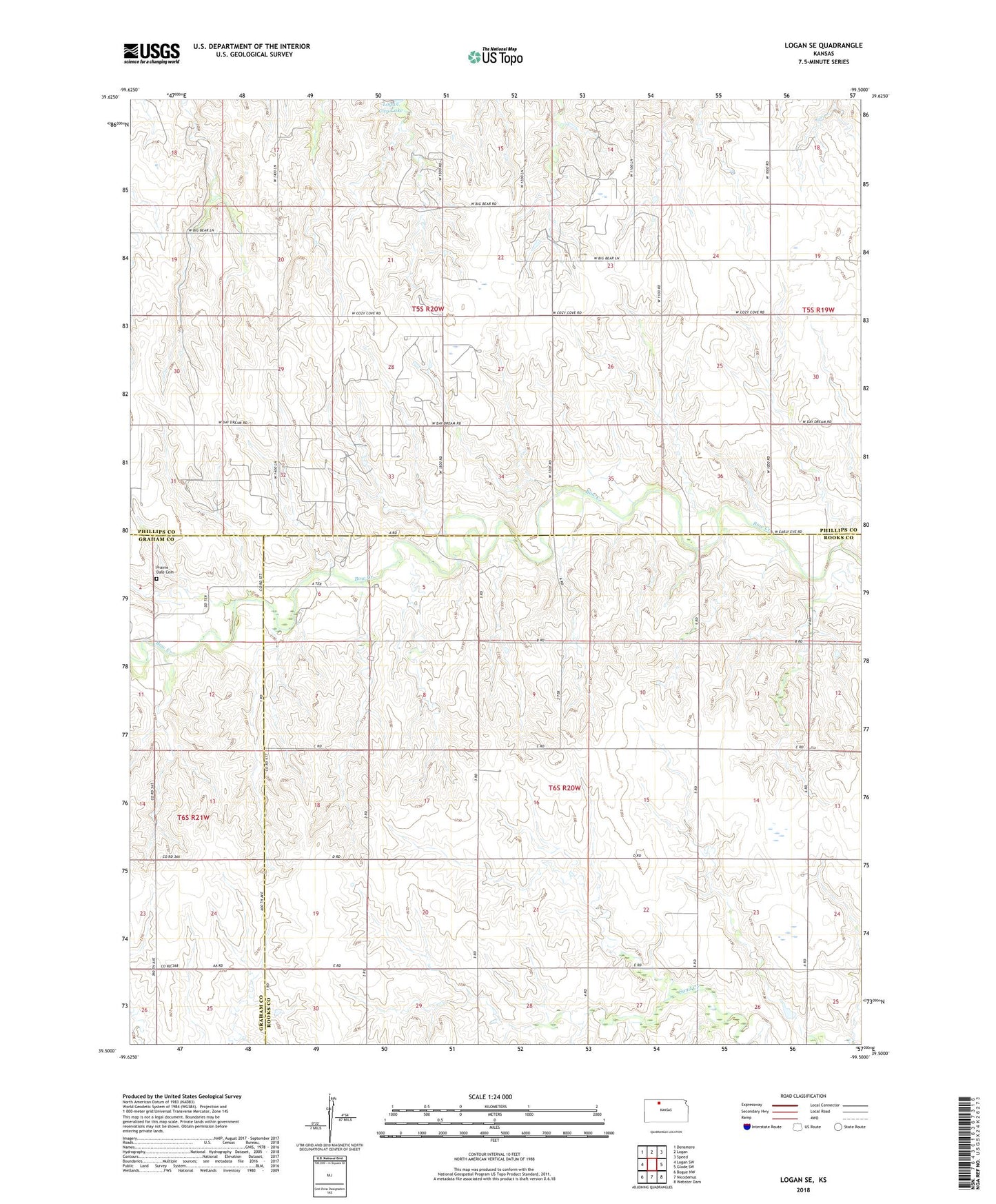 Logan SE Kansas US Topo Map Image
