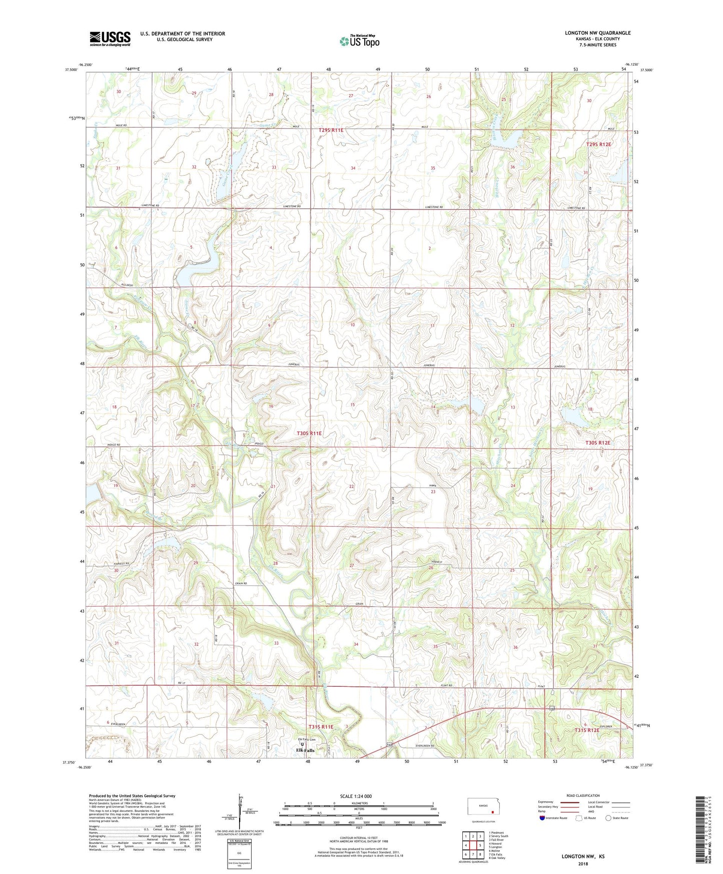 Longton NW Kansas US Topo Map Image