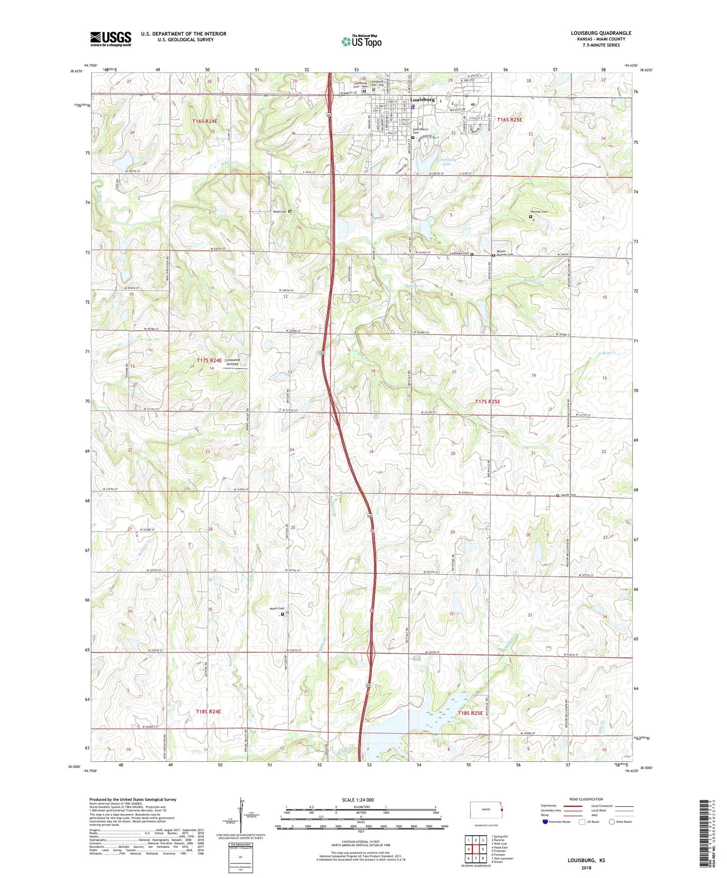 Louisburg Kansas US Topo Map Image