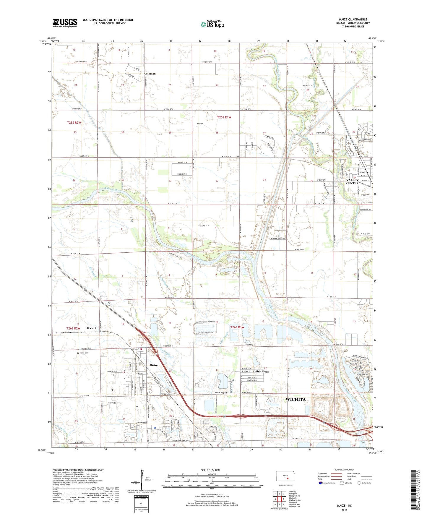 Maize Kansas US Topo Map Image