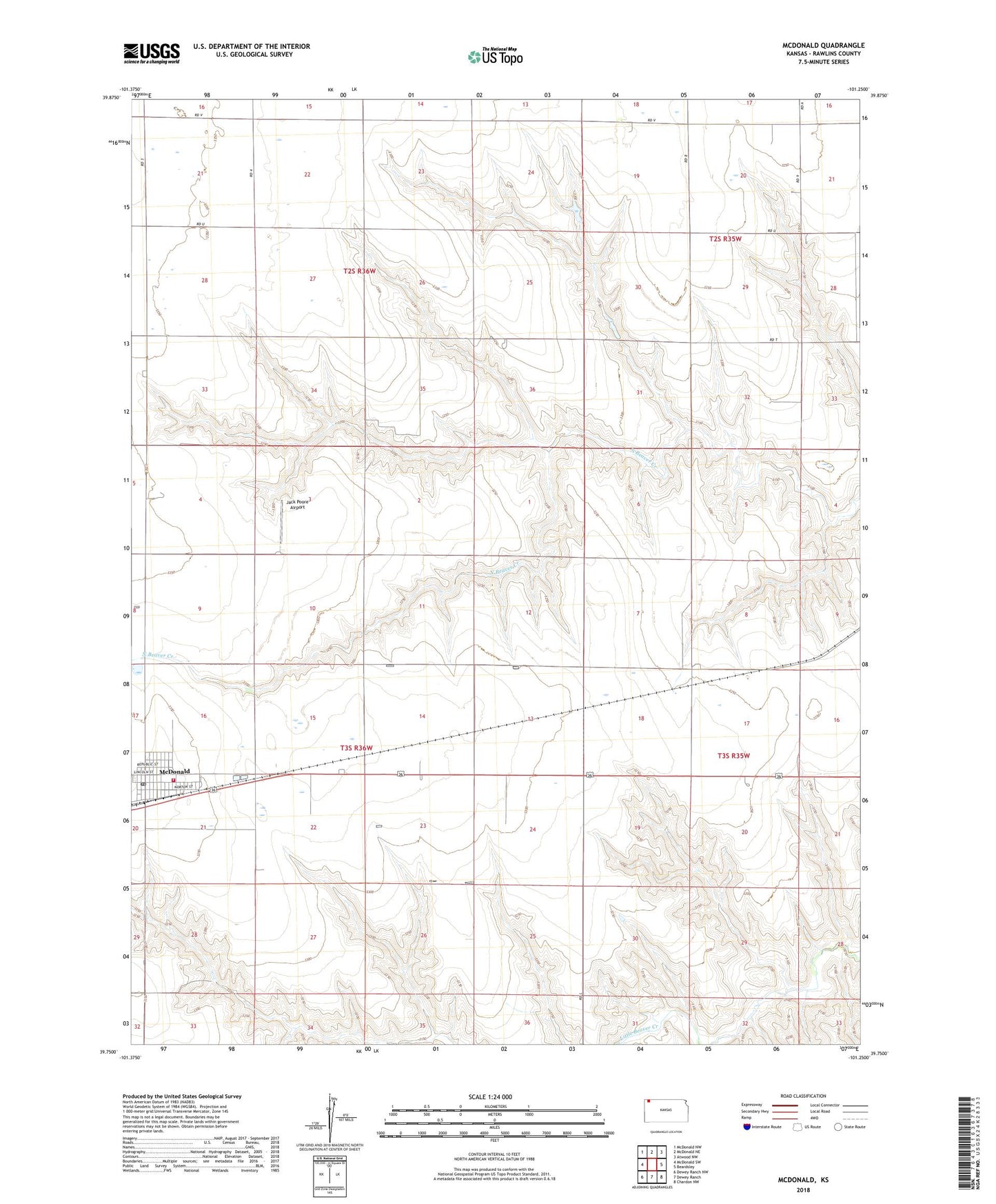 McDonald Kansas US Topo Map Image