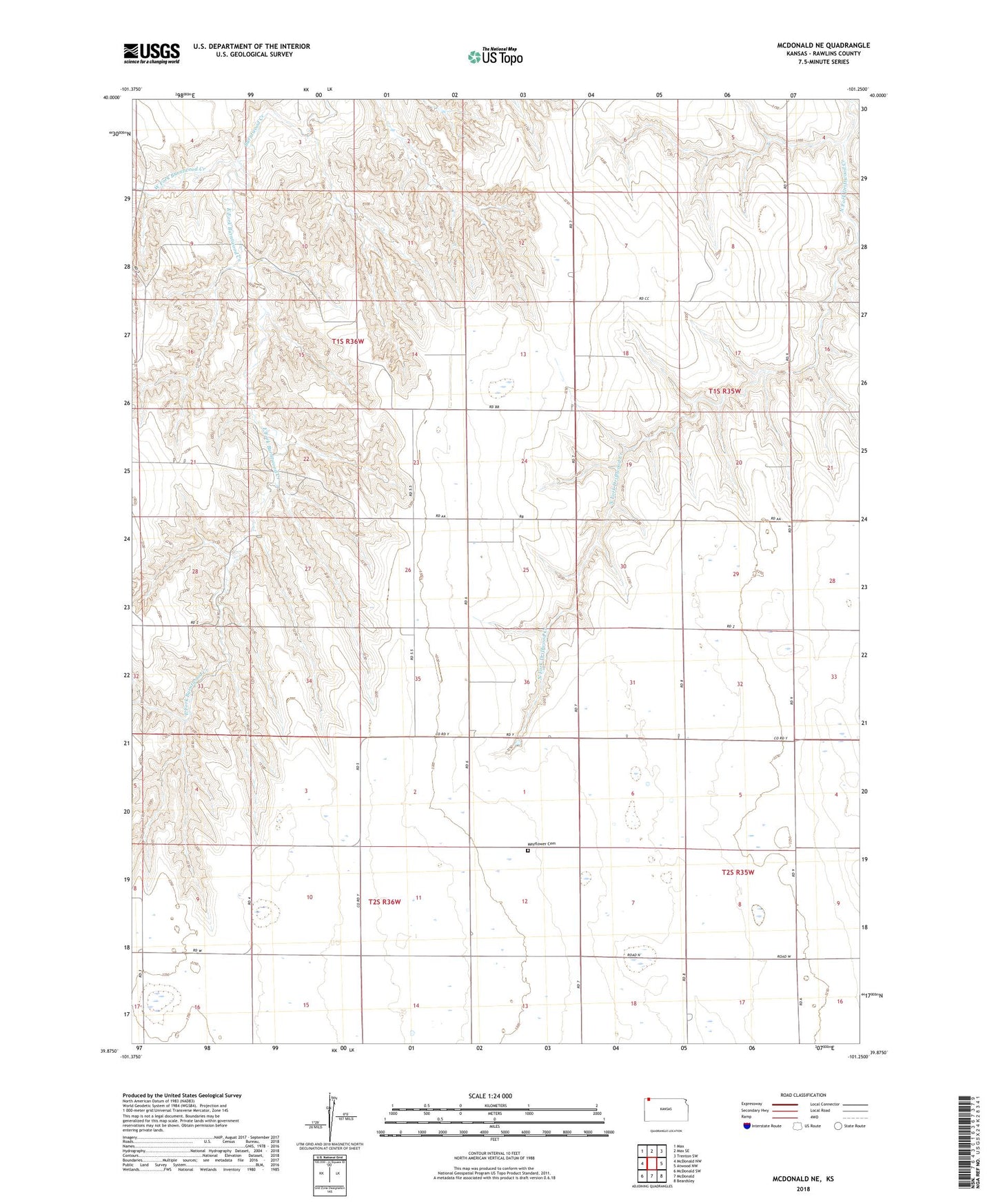 McDonald NE Kansas US Topo Map Image