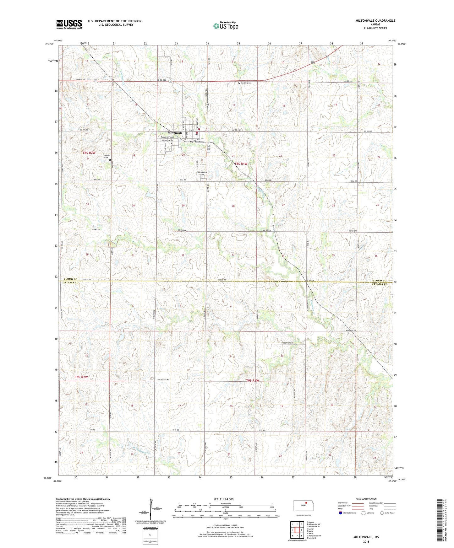 Miltonvale Kansas US Topo Map Image