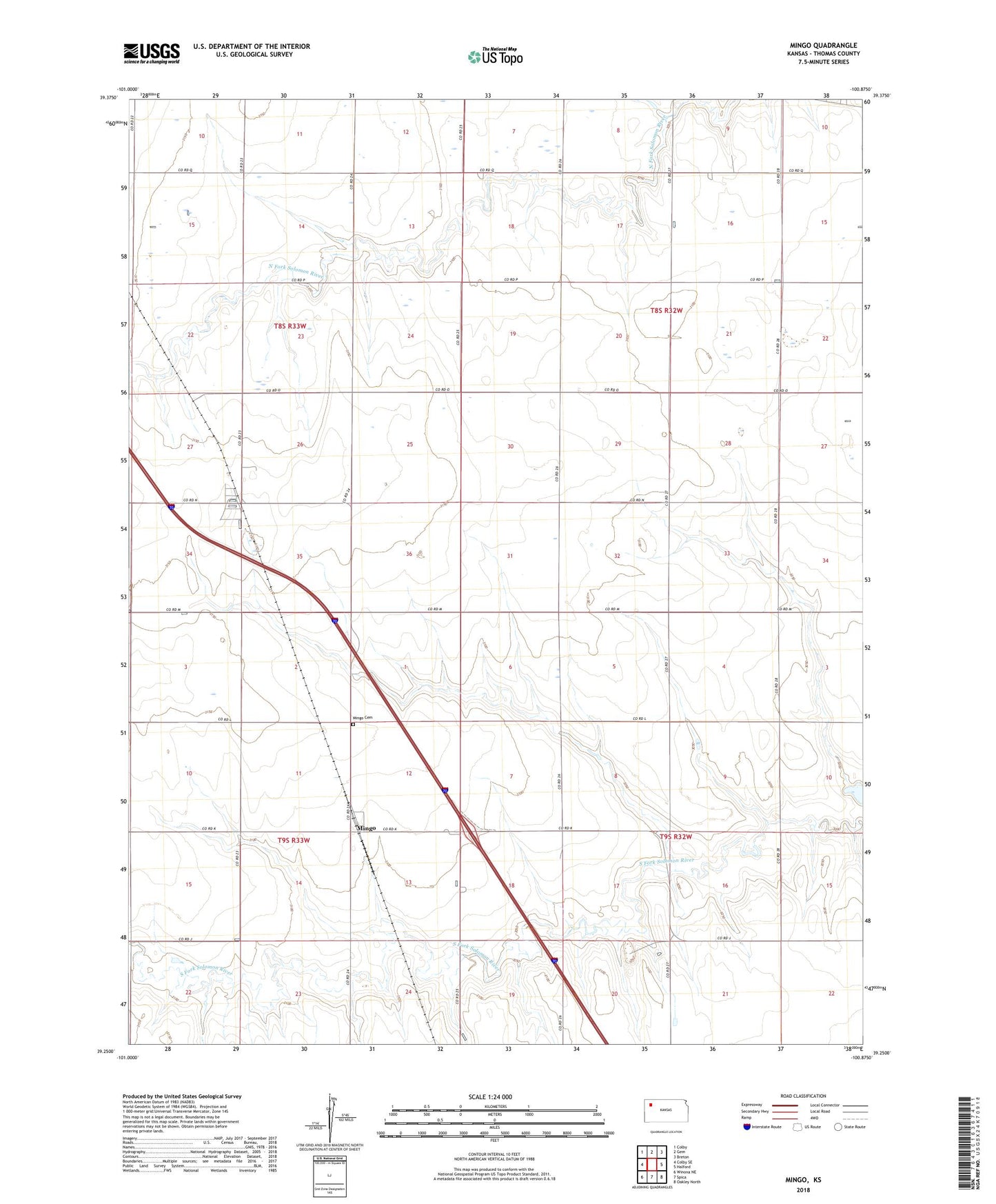 Mingo Kansas US Topo Map Image