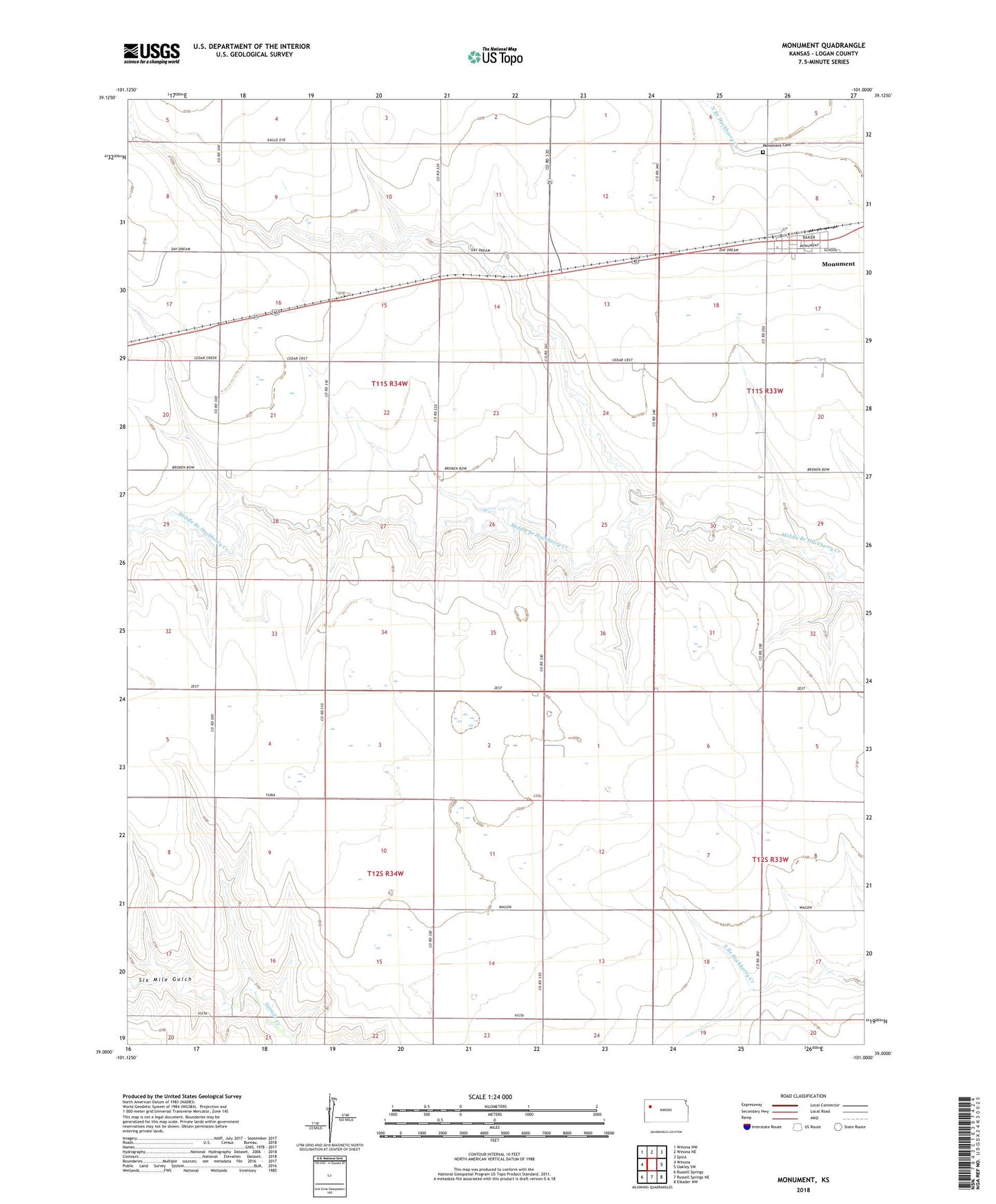 Monument Kansas US Topo Map Image