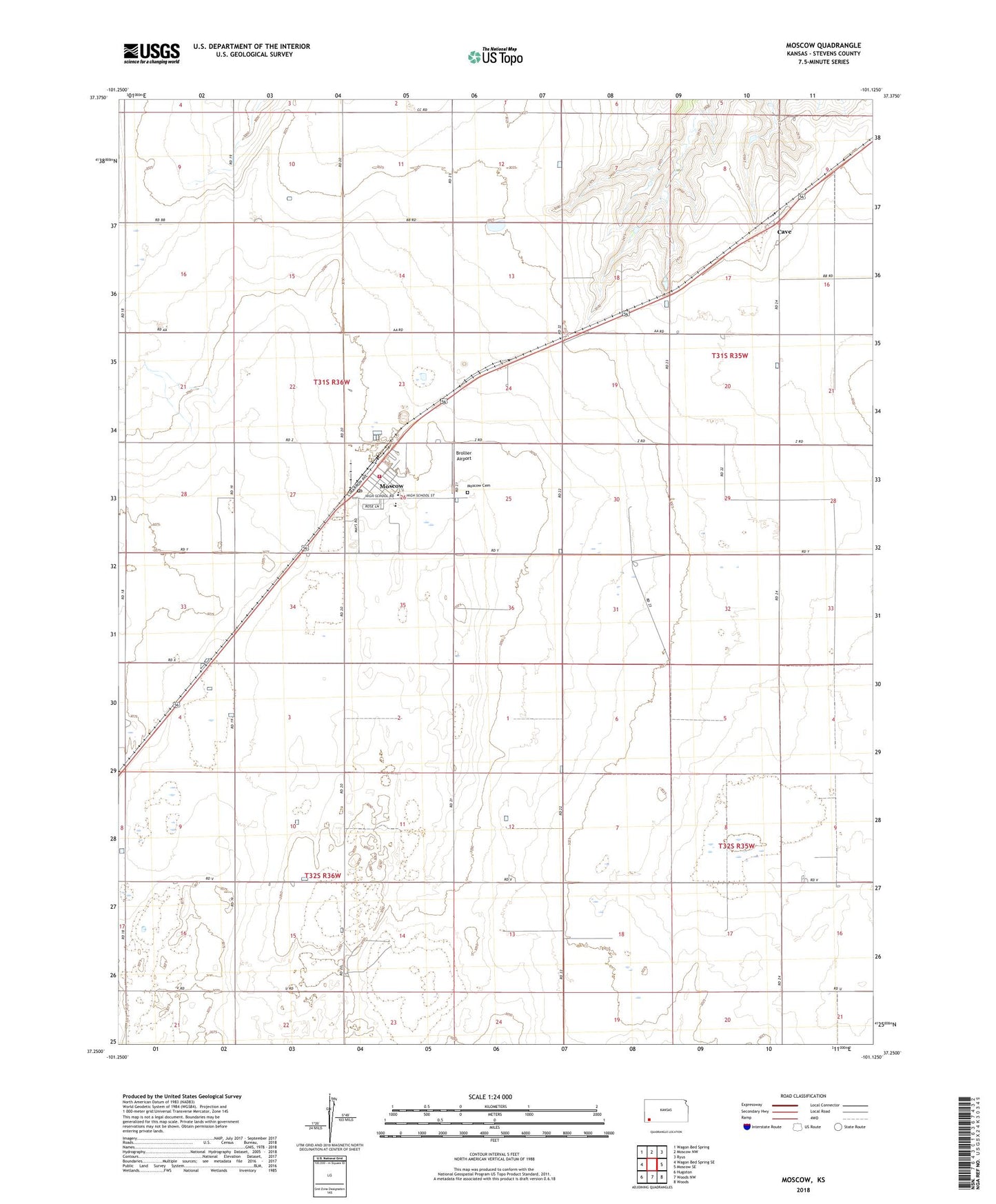 Moscow Kansas US Topo Map Image