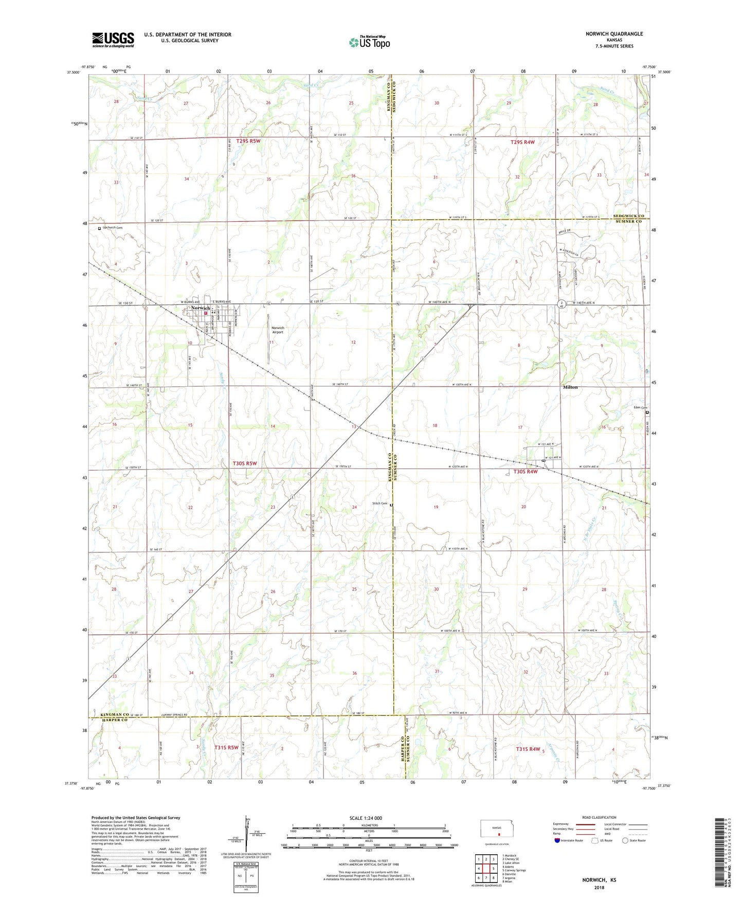 Norwich Kansas US Topo Map Image