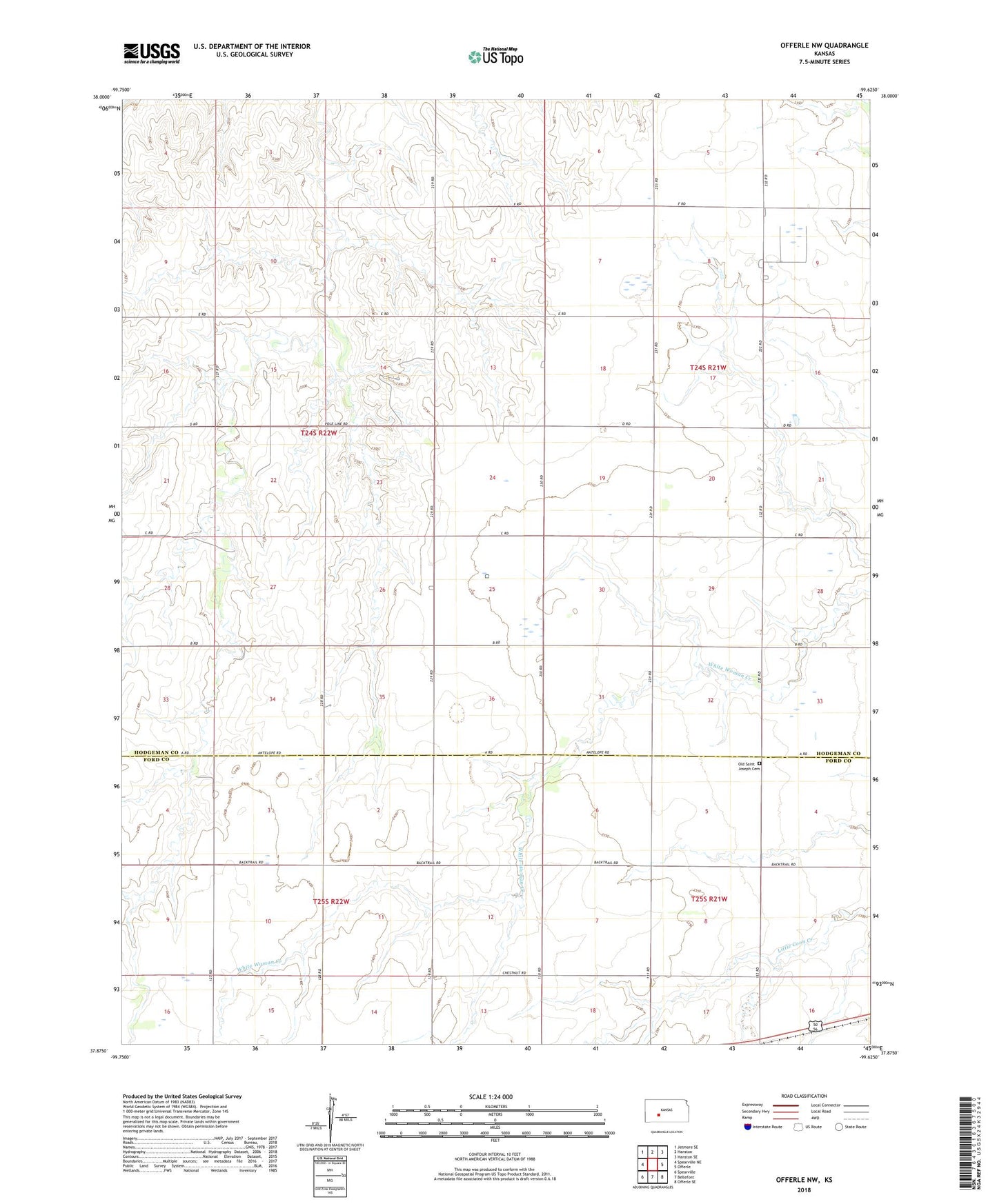 Offerle NW Kansas US Topo Map Image