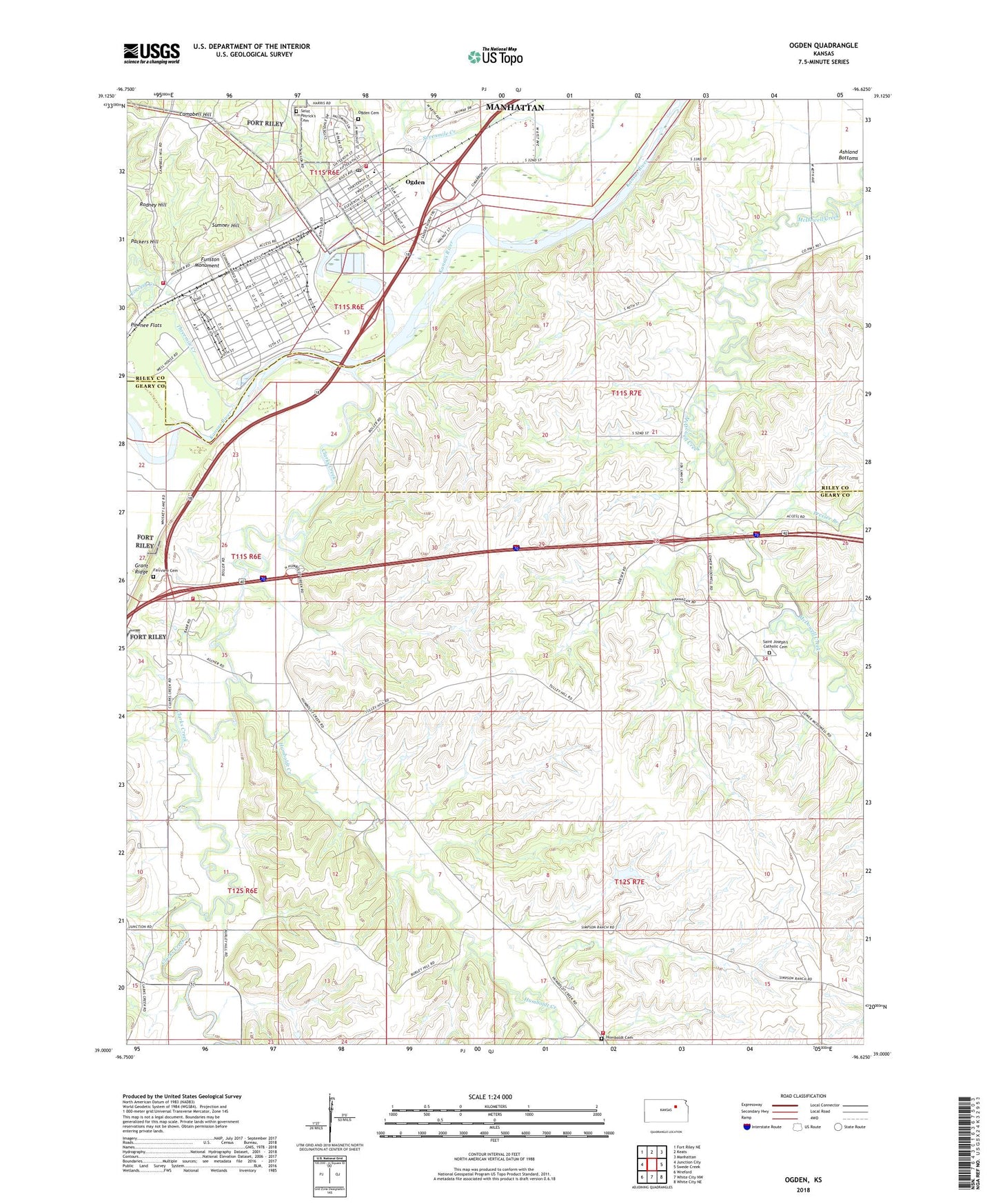 Ogden Kansas US Topo Map Image