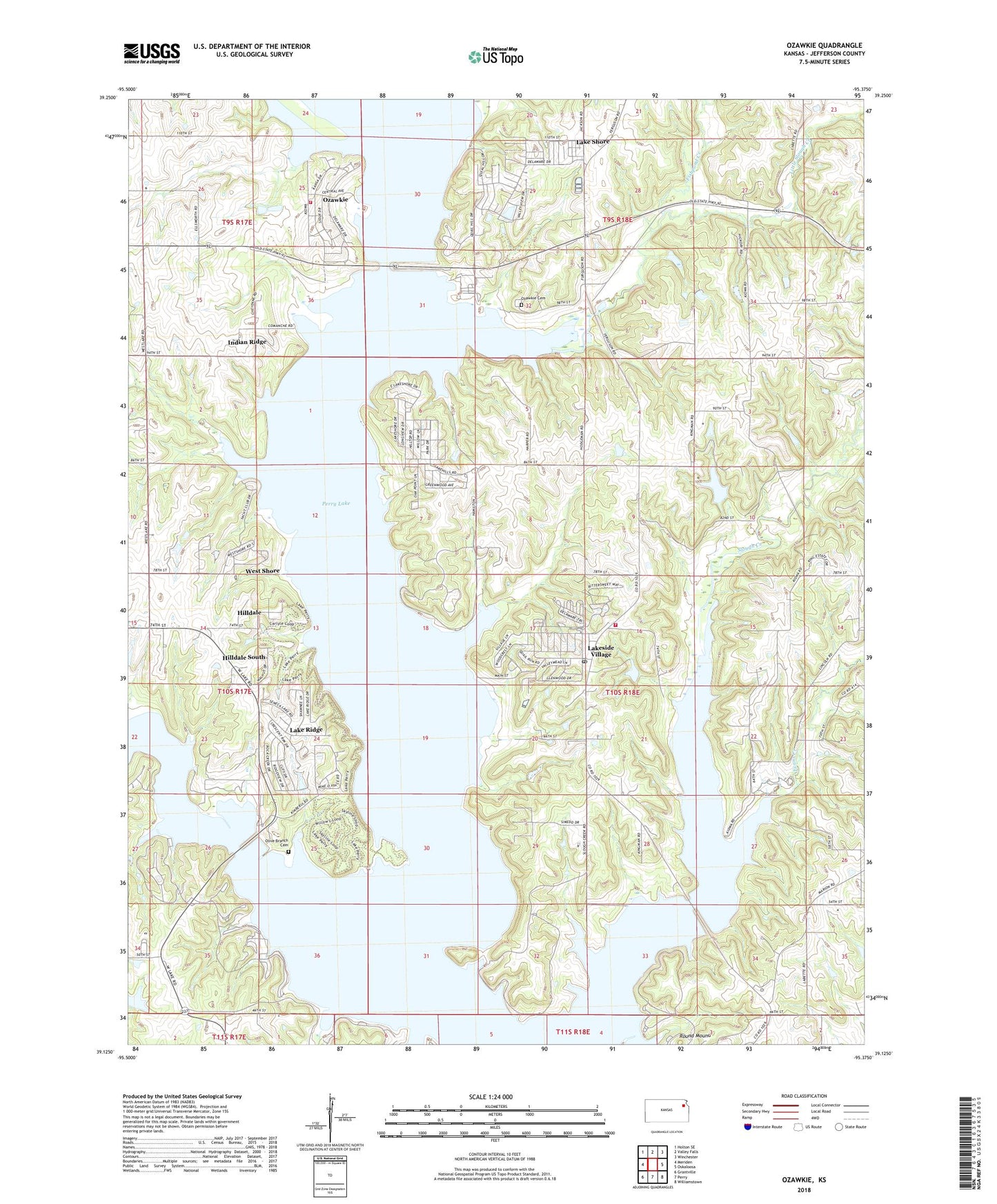 Ozawkie Kansas US Topo Map Image