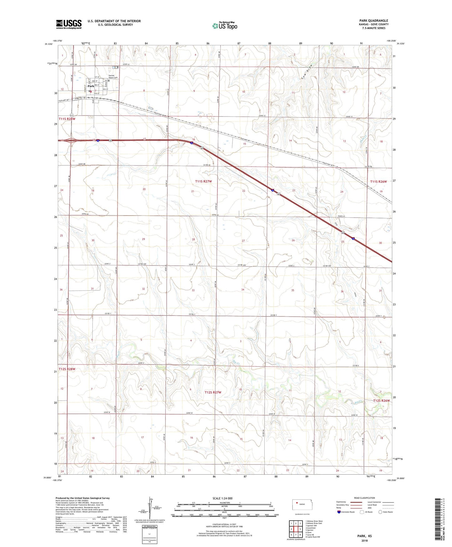 Park Kansas US Topo Map Image