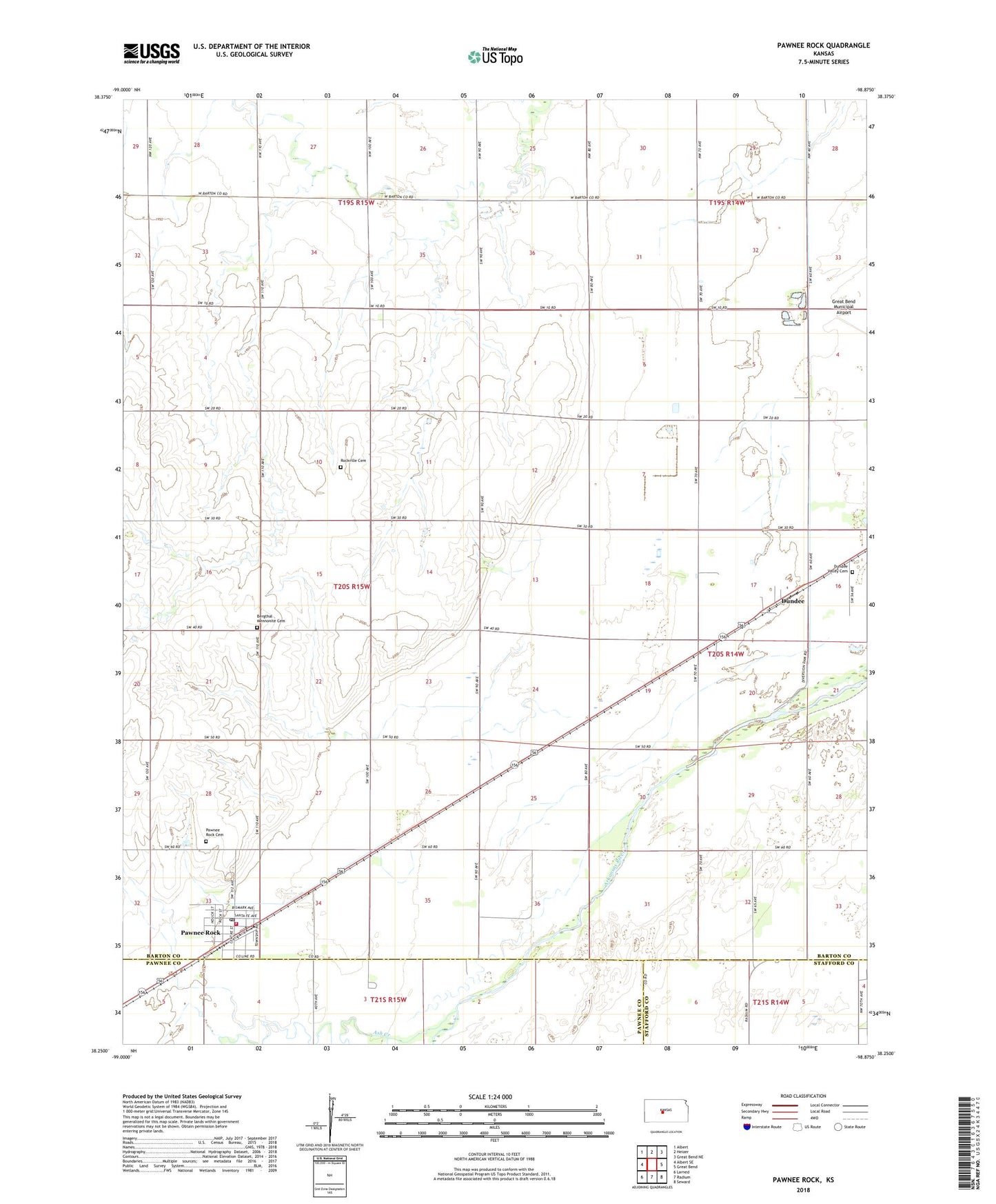 Pawnee Rock Kansas US Topo Map Image