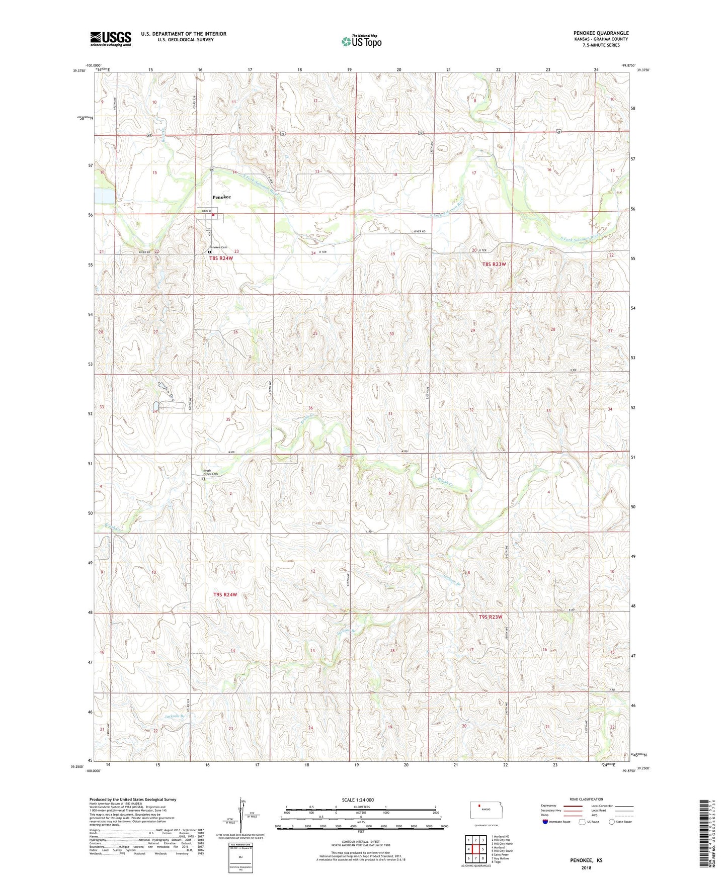 Penokee Kansas US Topo Map Image