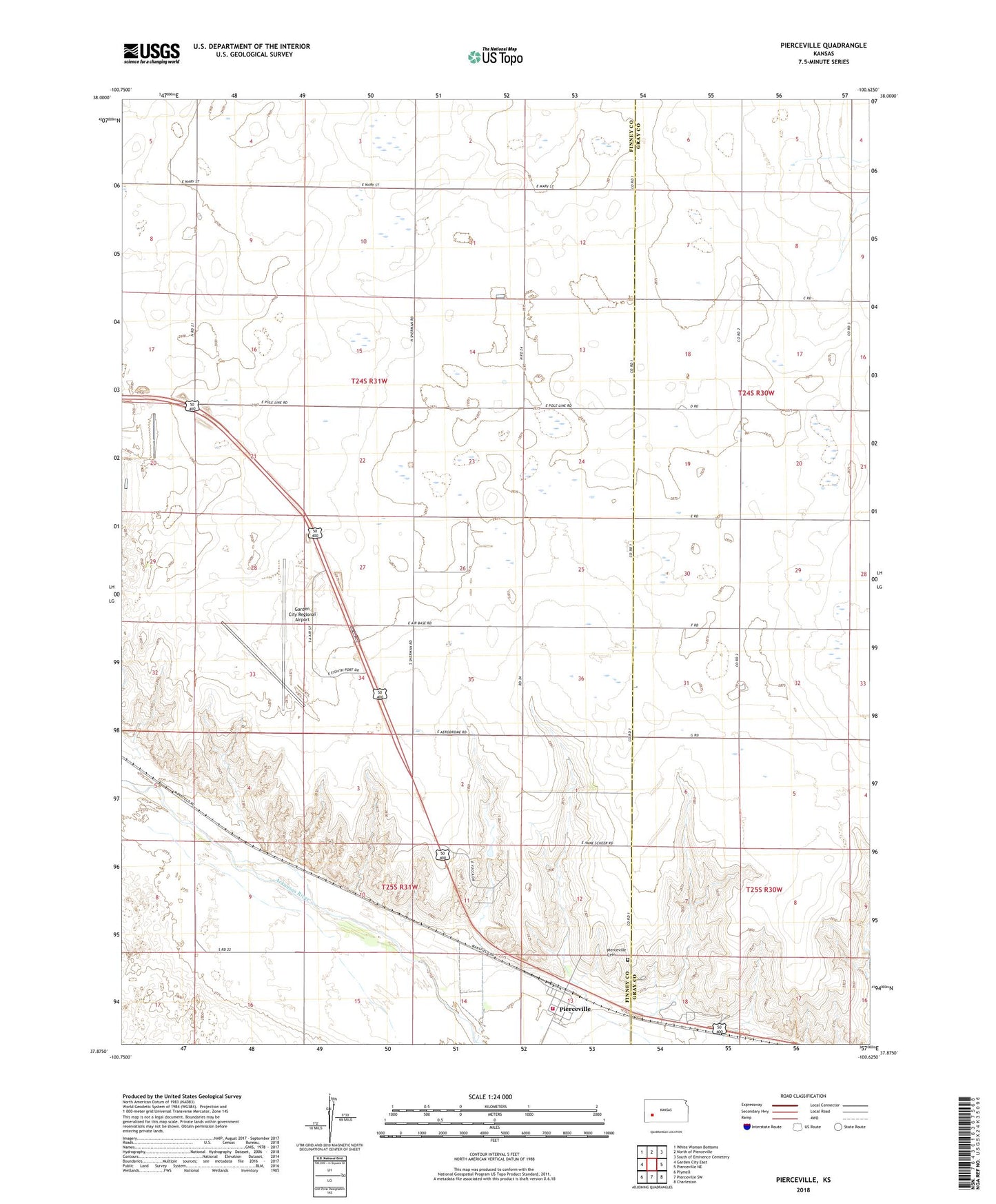 Pierceville Kansas US Topo Map Image