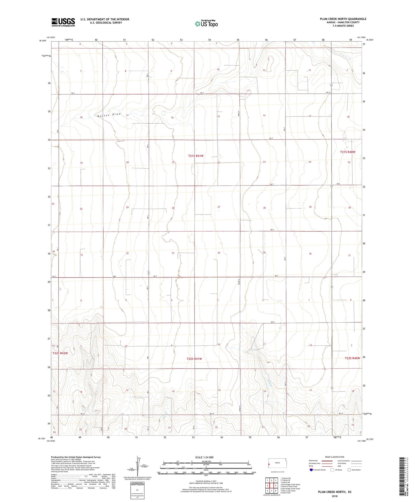 Plum Creek North Kansas US Topo Map Image