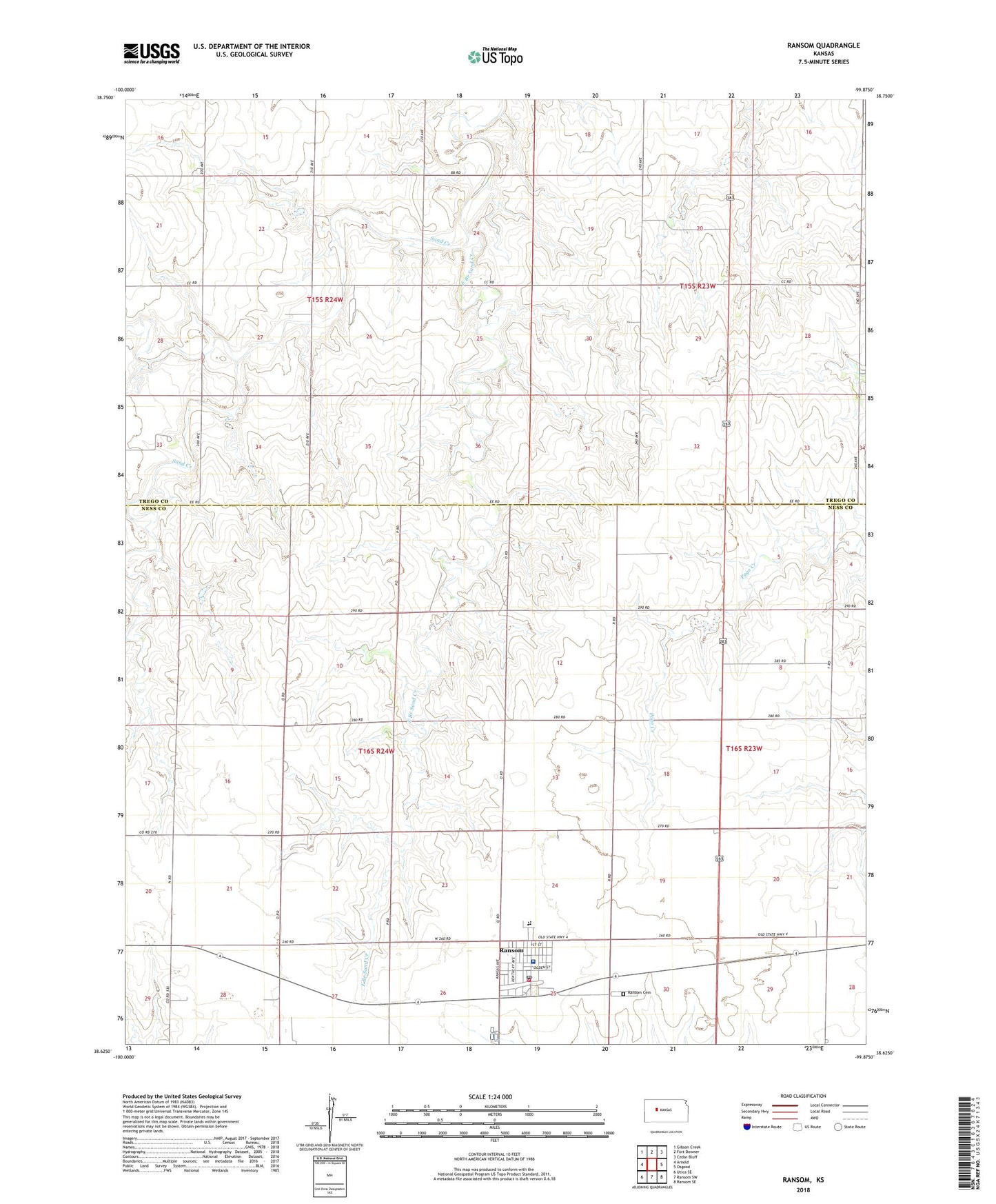 Ransom Kansas US Topo Map Image