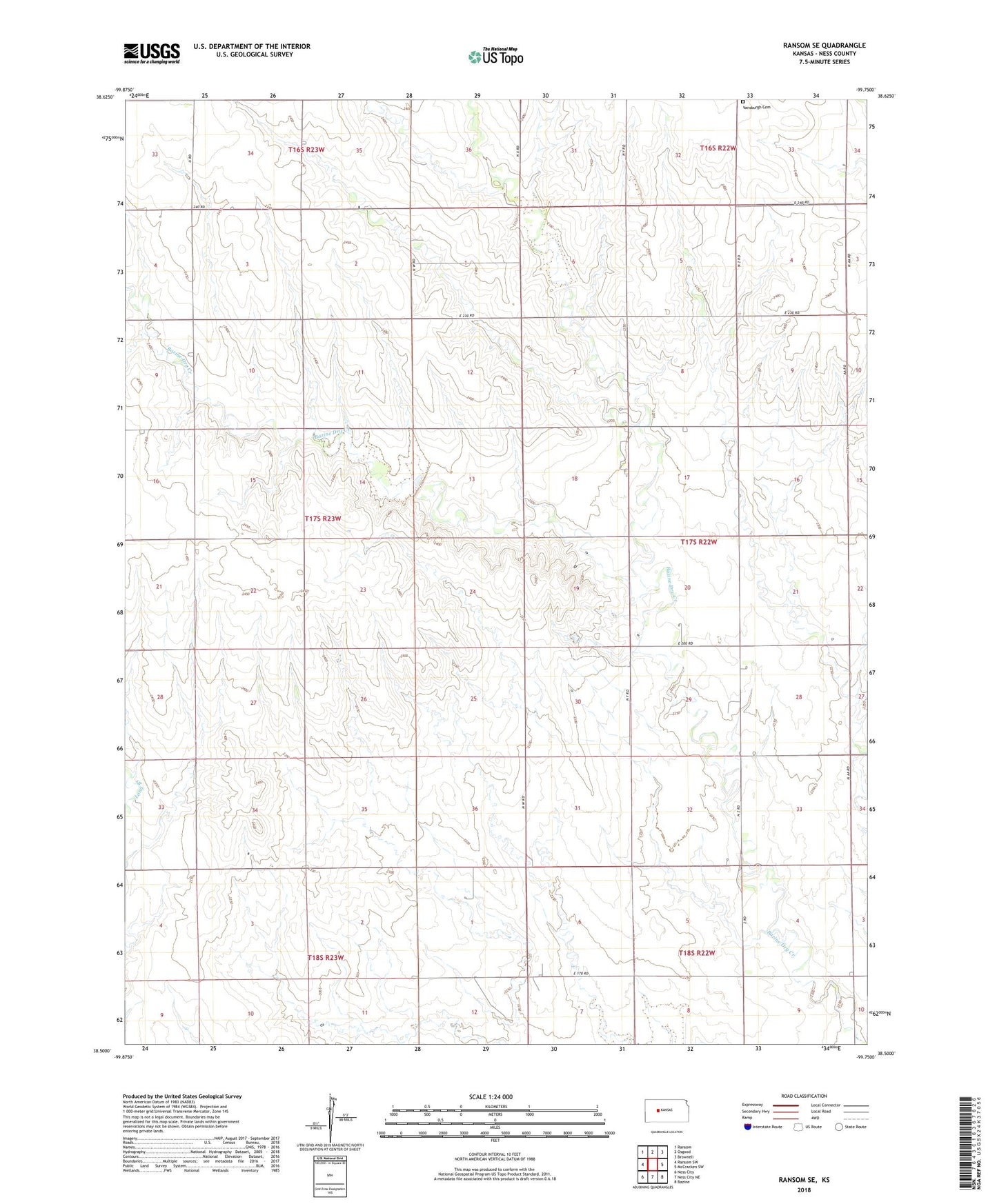Ransom SE Kansas US Topo Map Image