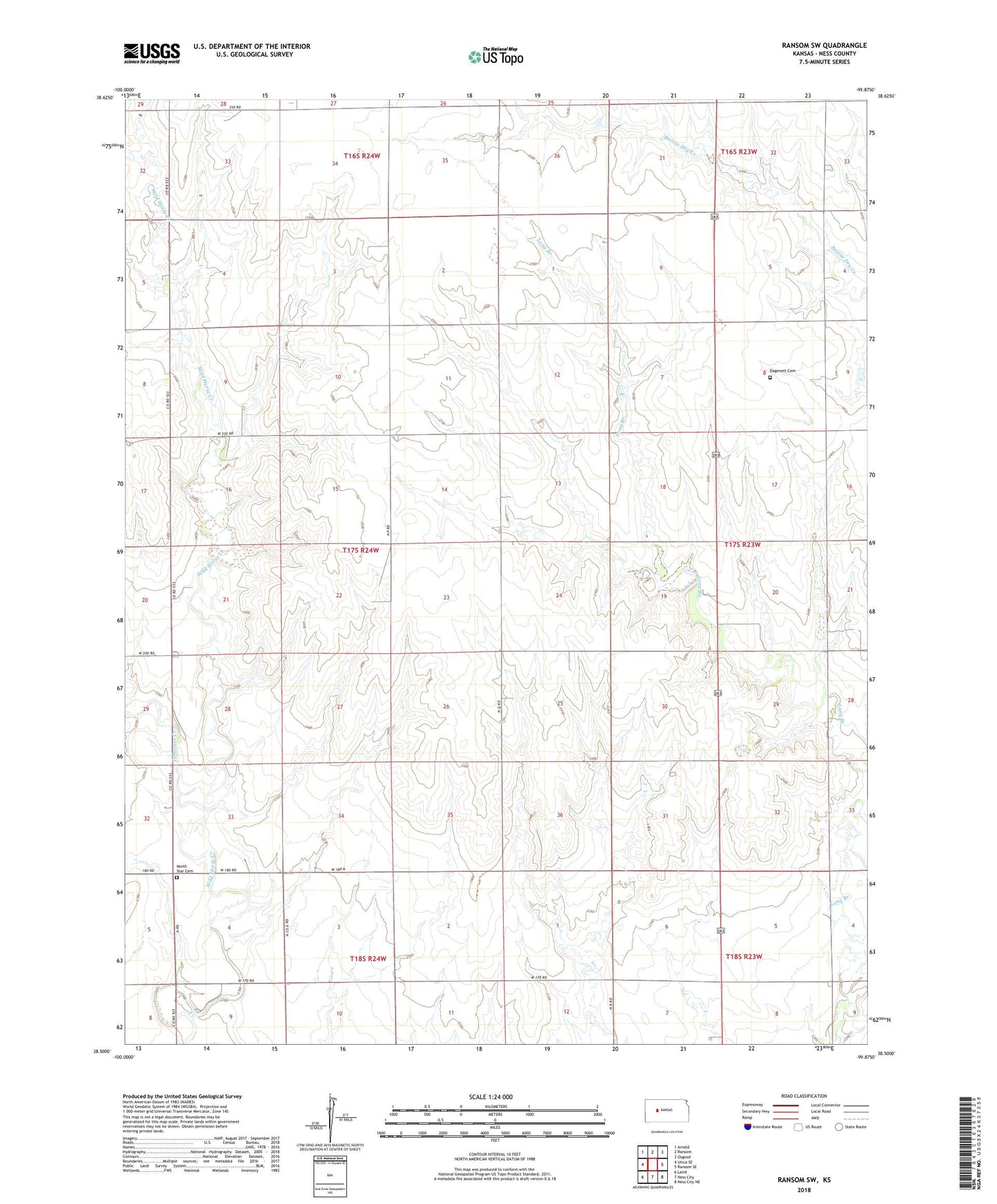 Ransom SW Kansas US Topo Map Image