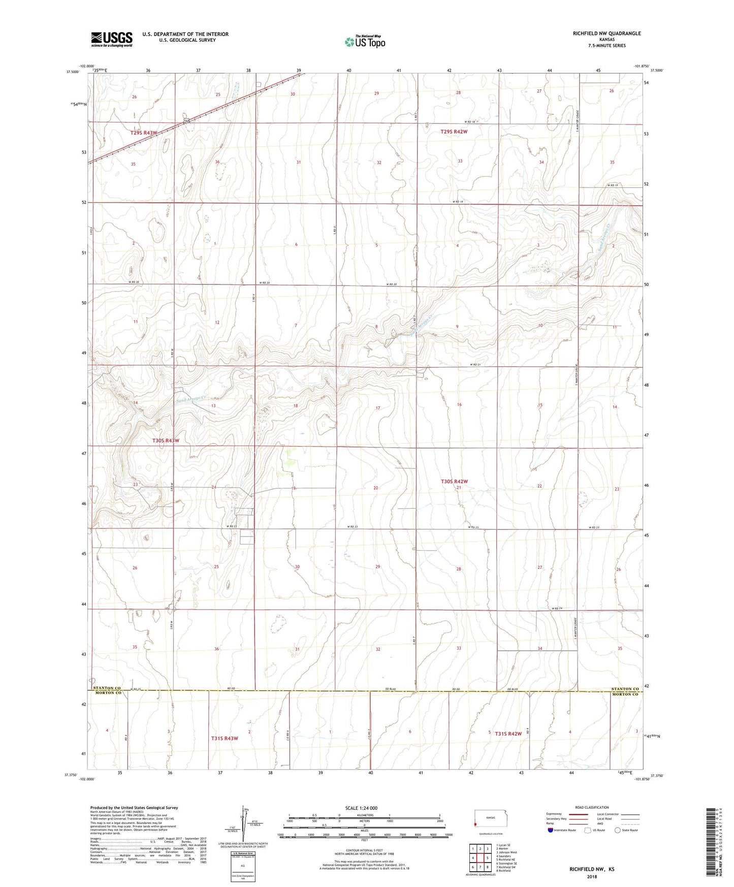 Richfield NW Kansas US Topo Map Image