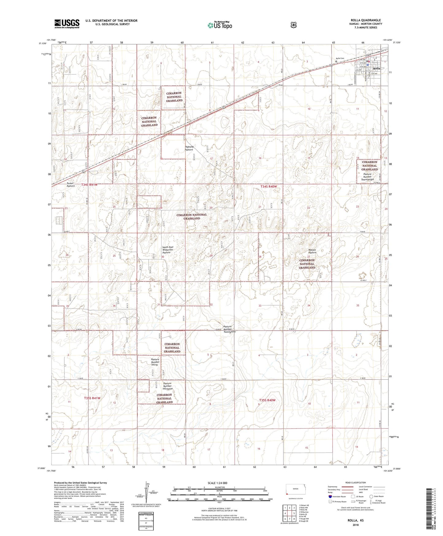 Rolla Kansas US Topo Map Image