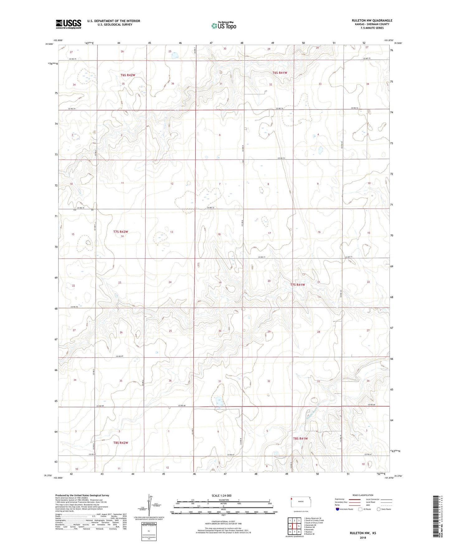 Ruleton NW Kansas US Topo Map Image