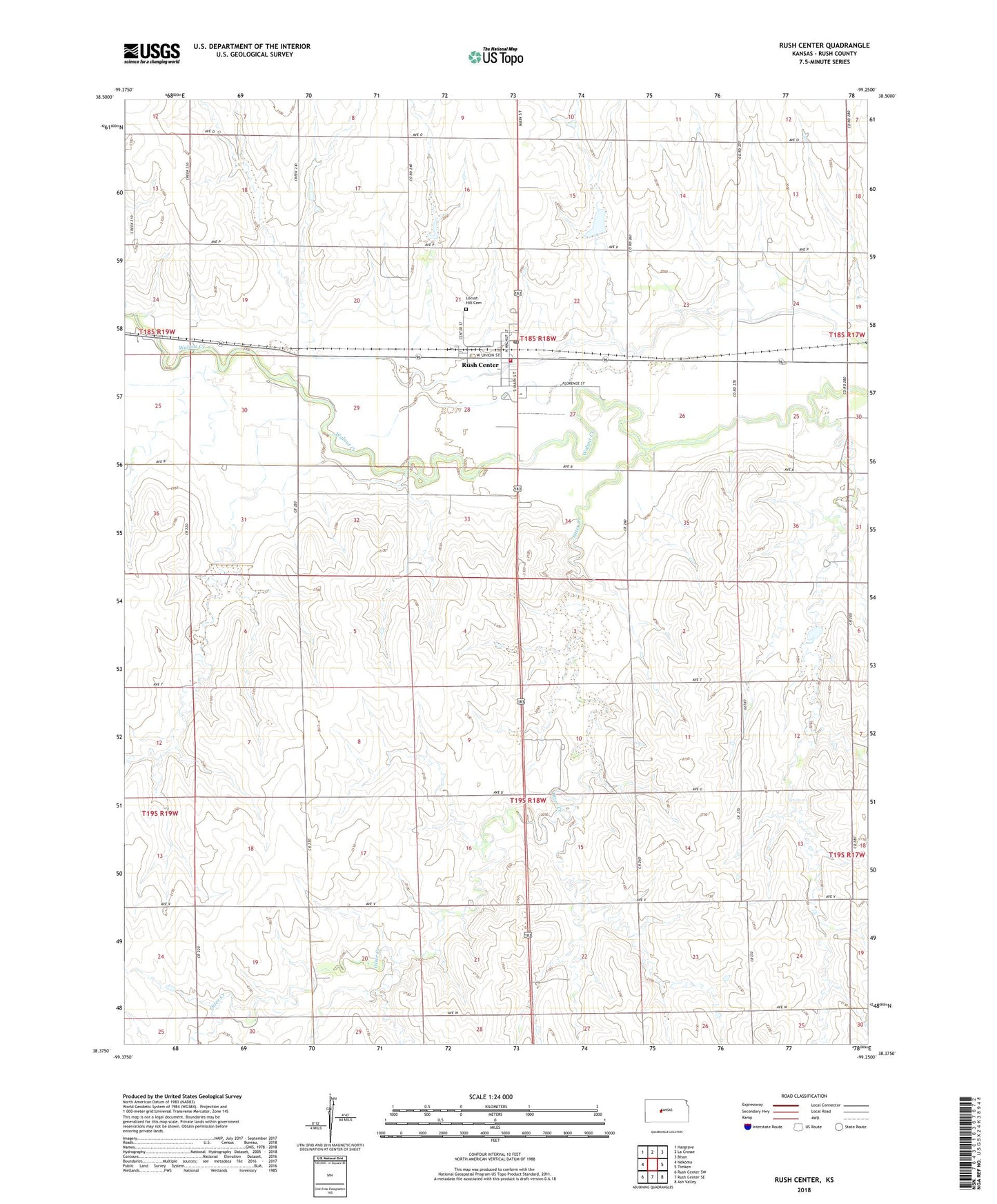 Rush Center Kansas US Topo Map Image