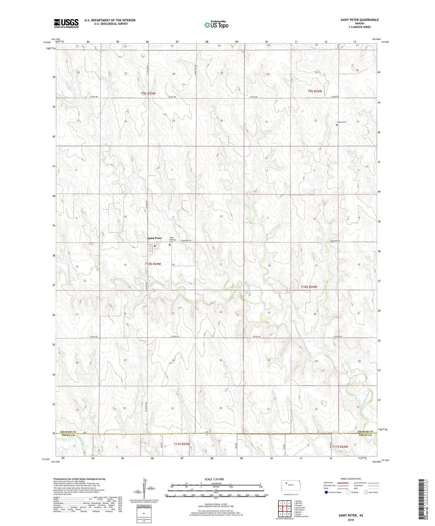 Saint Peter Kansas US Topo Map Image