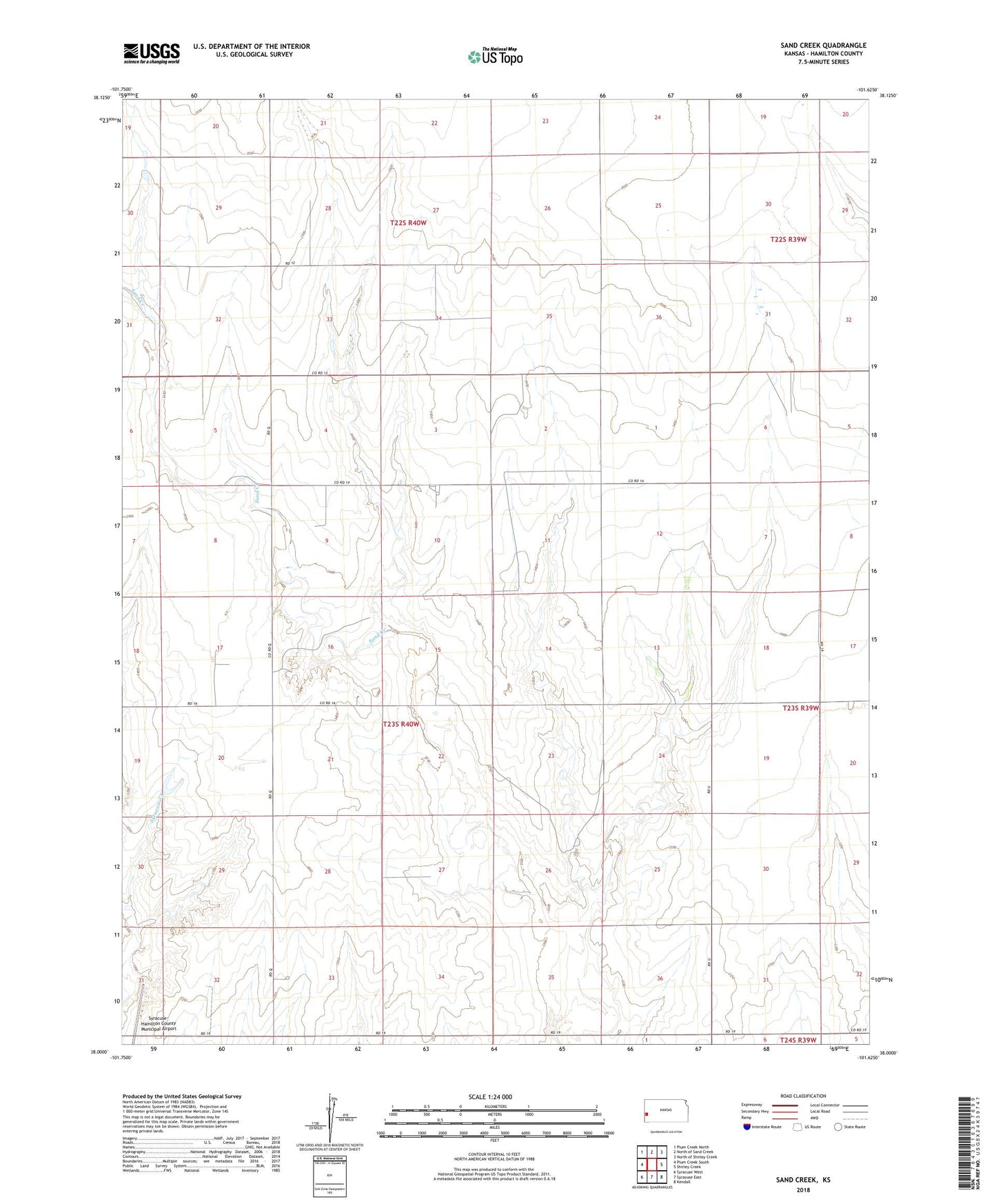 Sand Creek Kansas US Topo Map Image