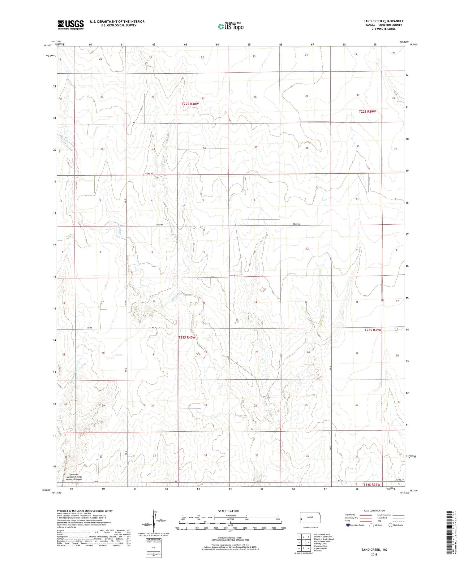 Sand Creek Kansas US Topo Map Image