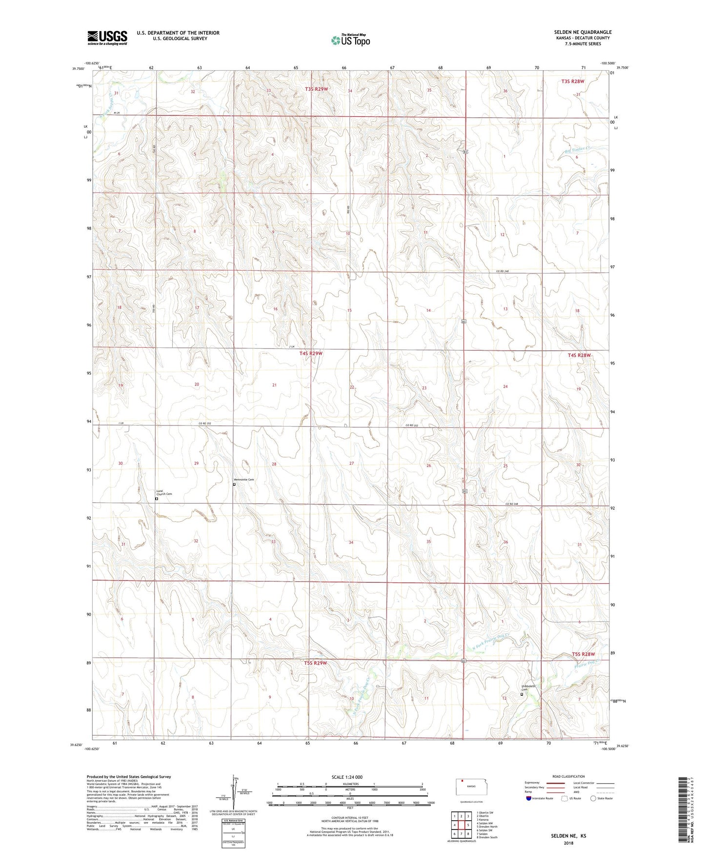 Selden NE Kansas US Topo Map Image