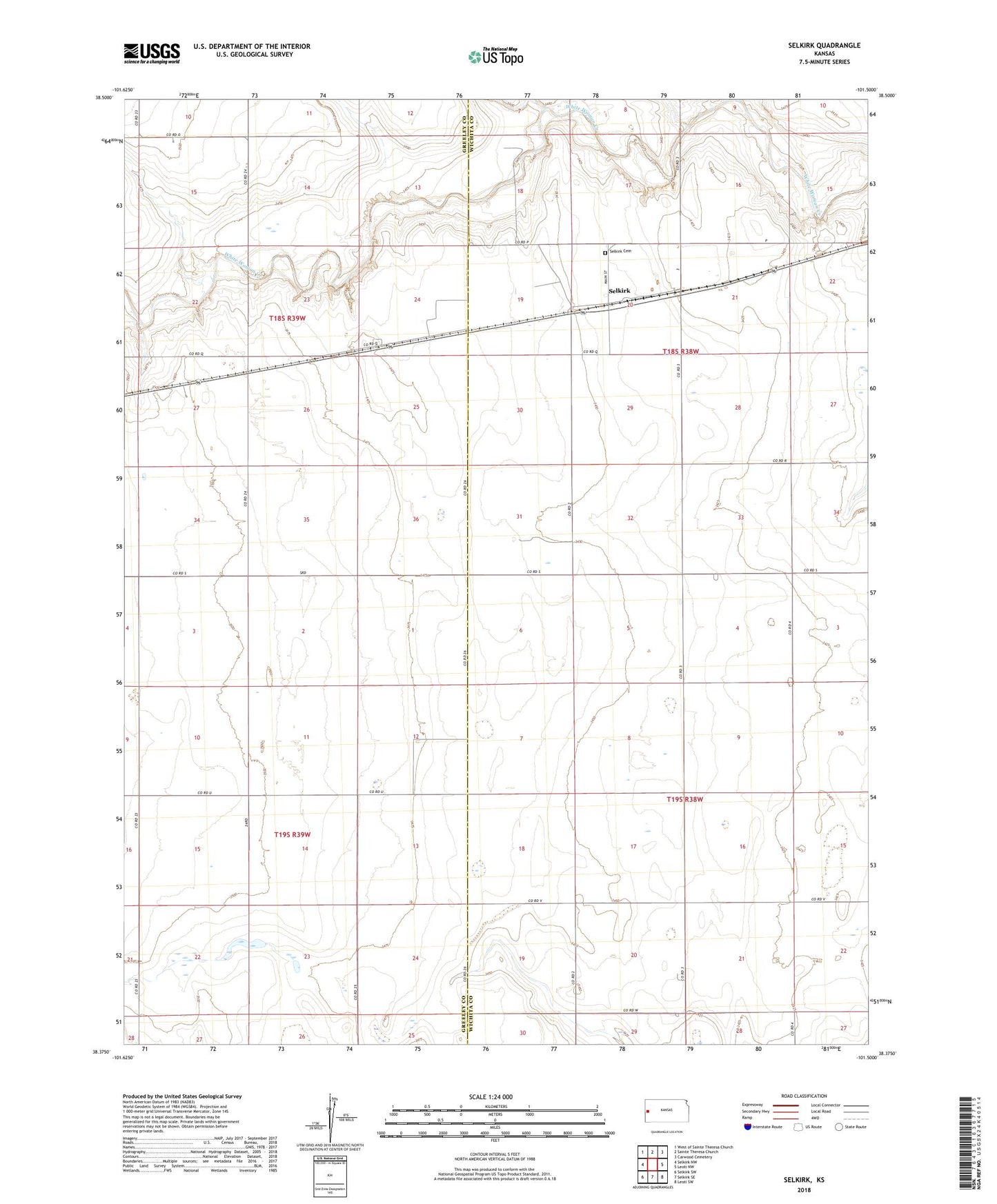 Selkirk Kansas US Topo Map Image