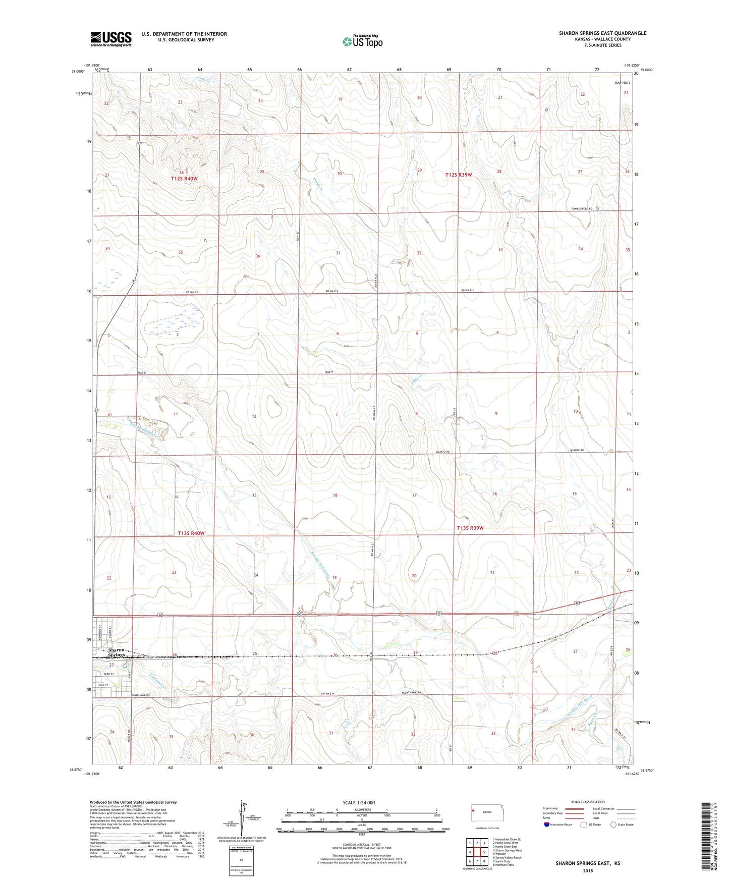 Sharon Springs East Kansas US Topo Map Image