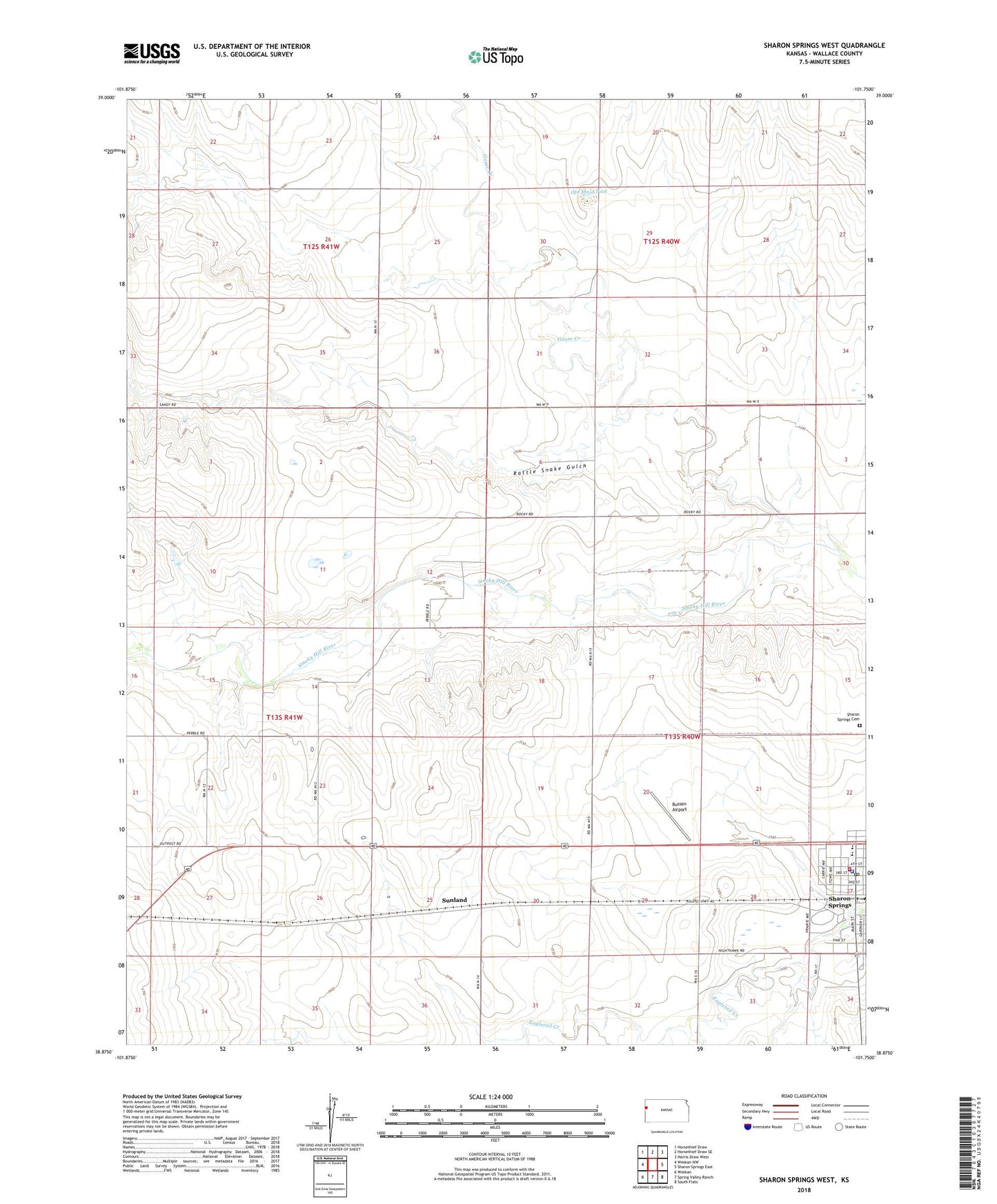 Sharon Springs West Kansas US Topo Map Image