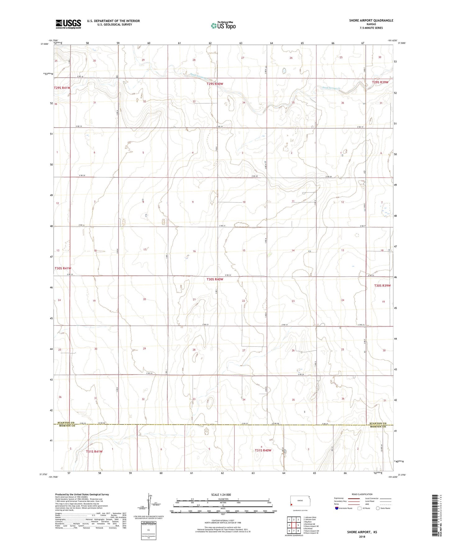 Shore Airport Kansas US Topo Map Image