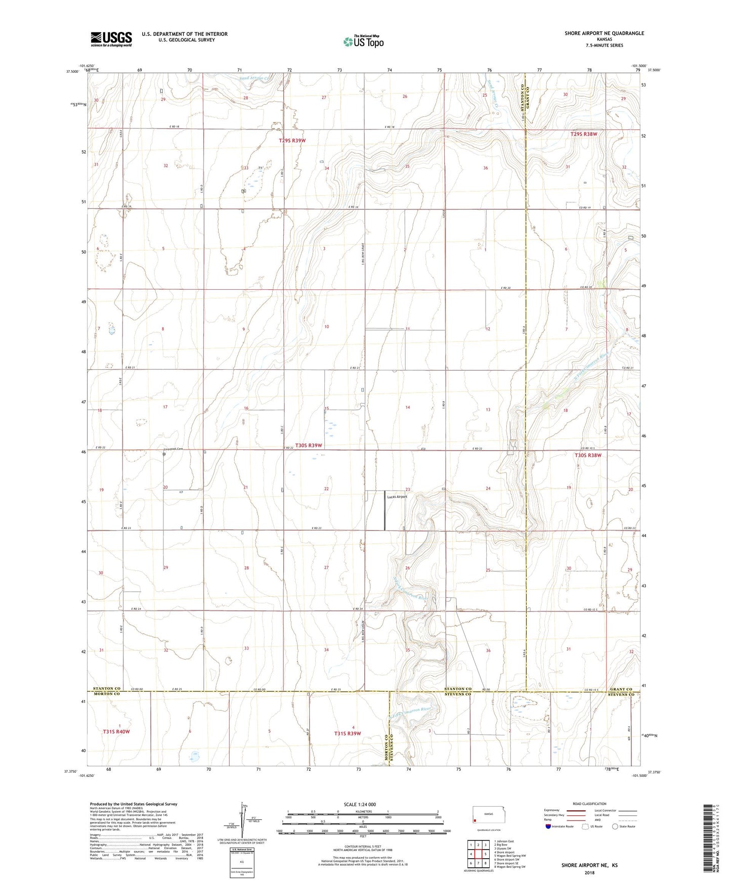 Shore Airport NE Kansas US Topo Map Image