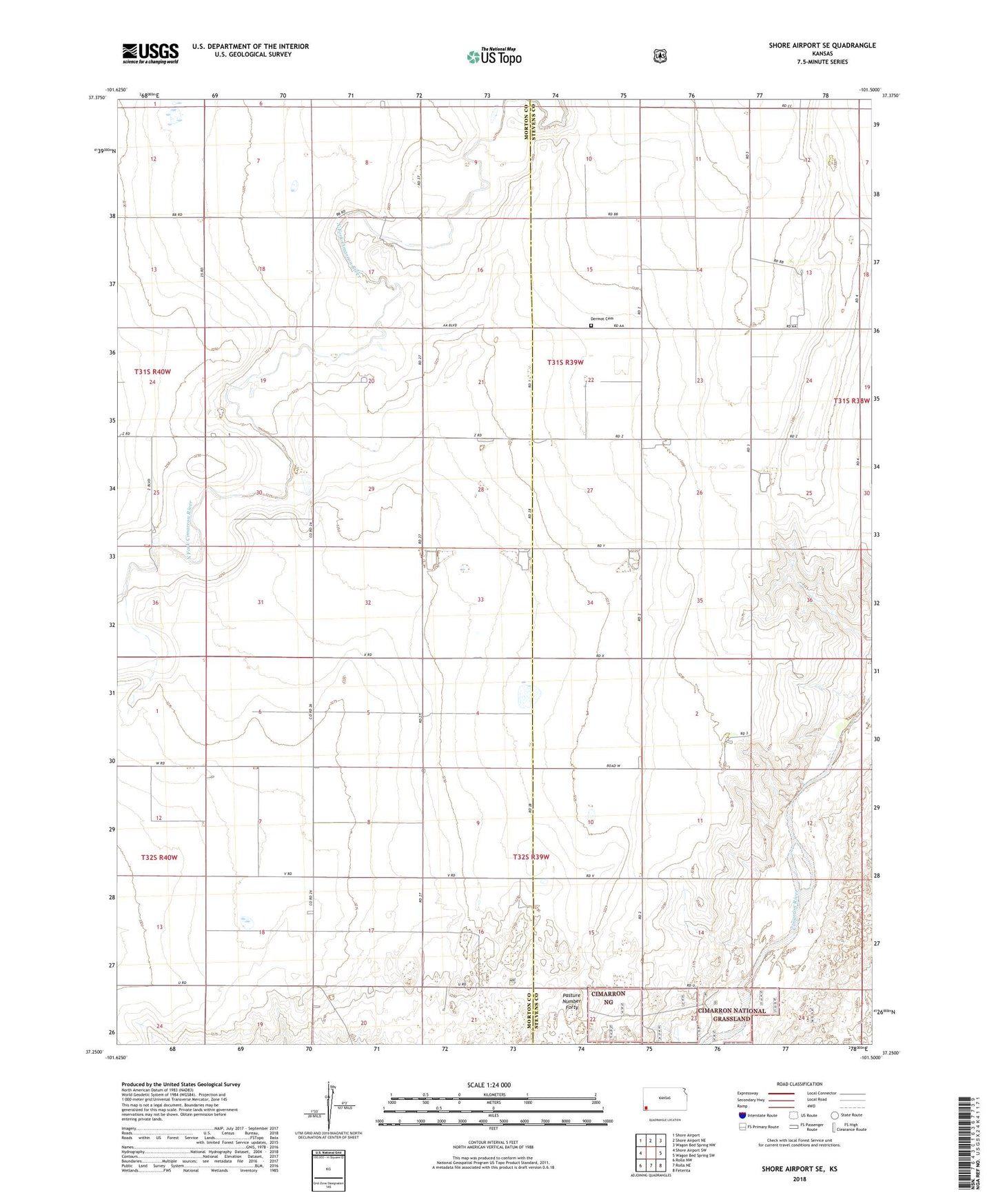 Shore Airport SE Kansas US Topo Map Image