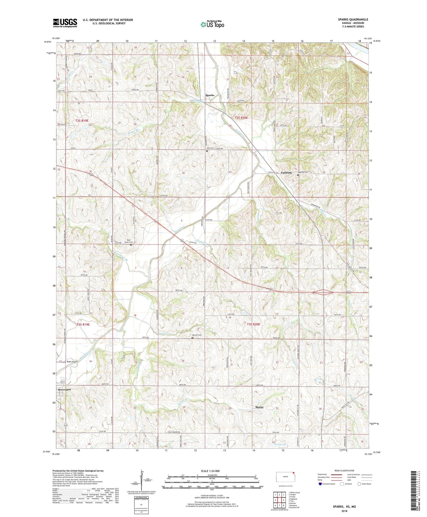 Sparks Kansas US Topo Map Image