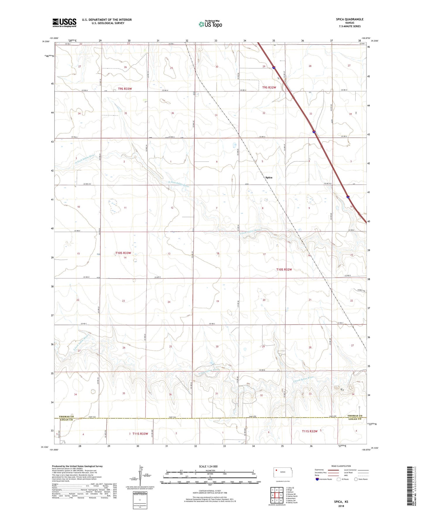Spica Kansas US Topo Map Image