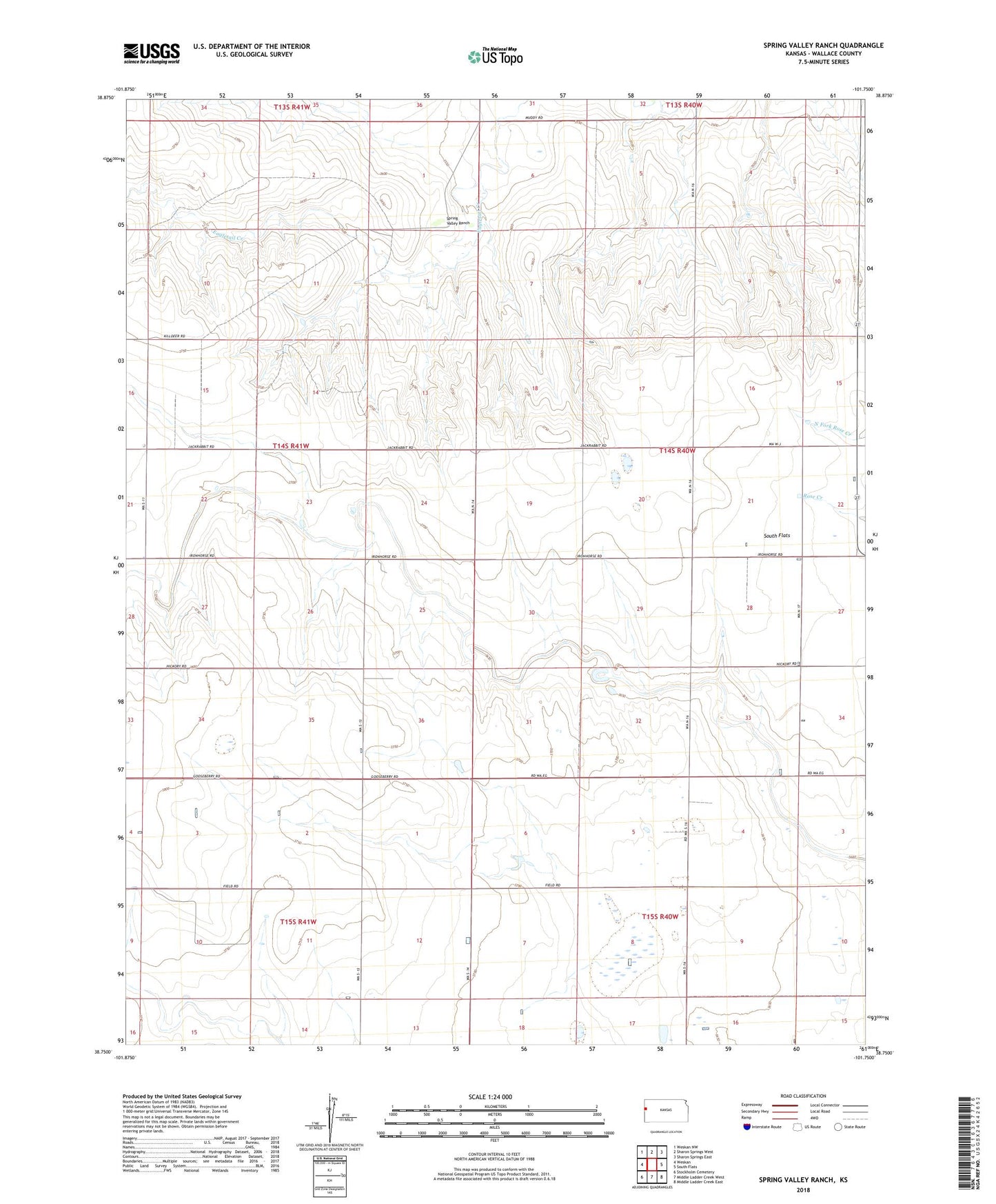 Spring Valley Ranch Kansas US Topo Map Image