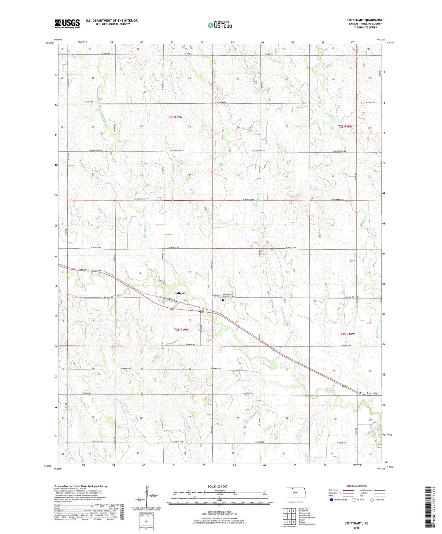 Stuttgart Kansas US Topo Map Image