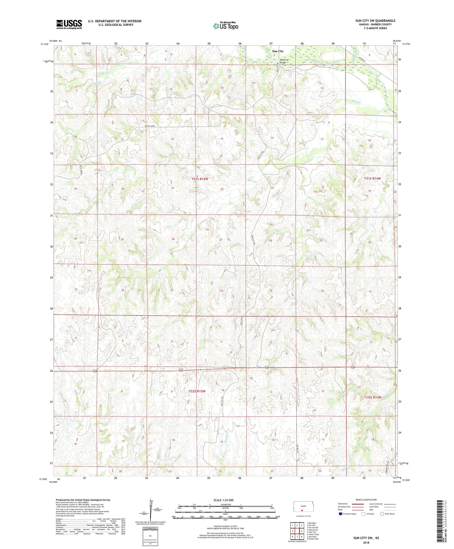 Sun City SW Kansas US Topo Map Image