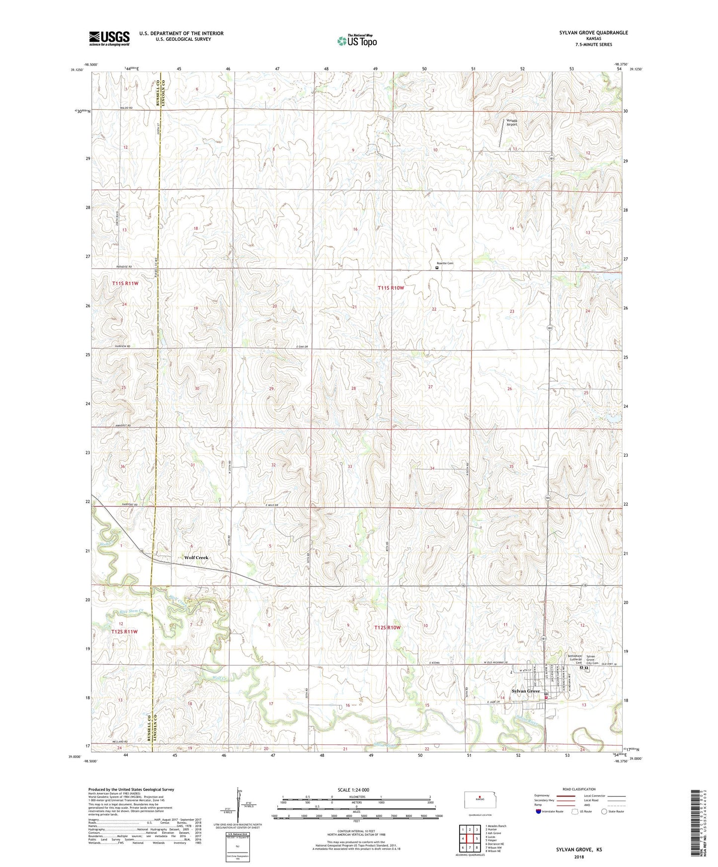 Sylvan Grove Kansas US Topo Map Image