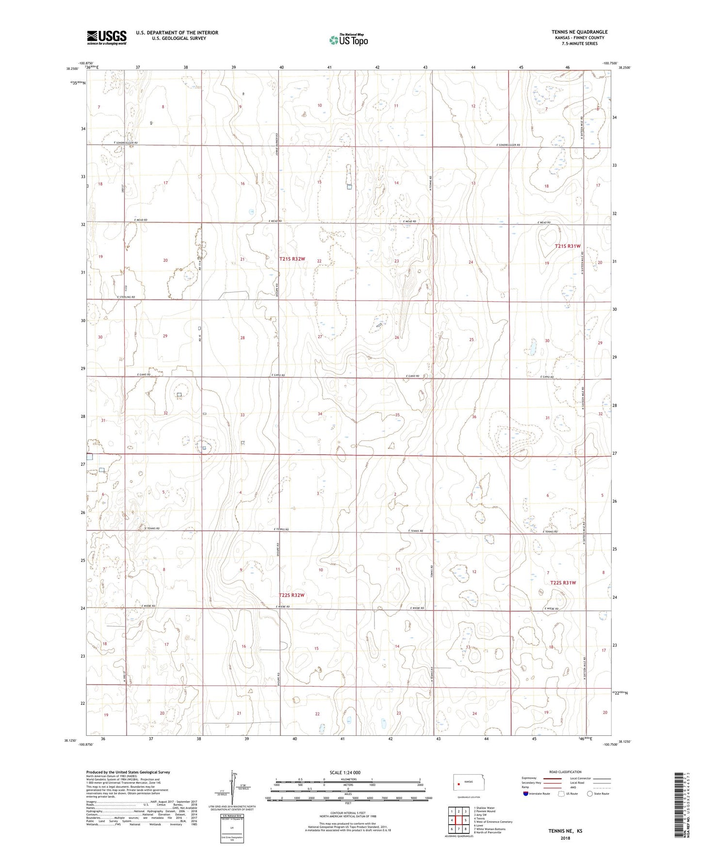 Tennis NE Kansas US Topo Map Image