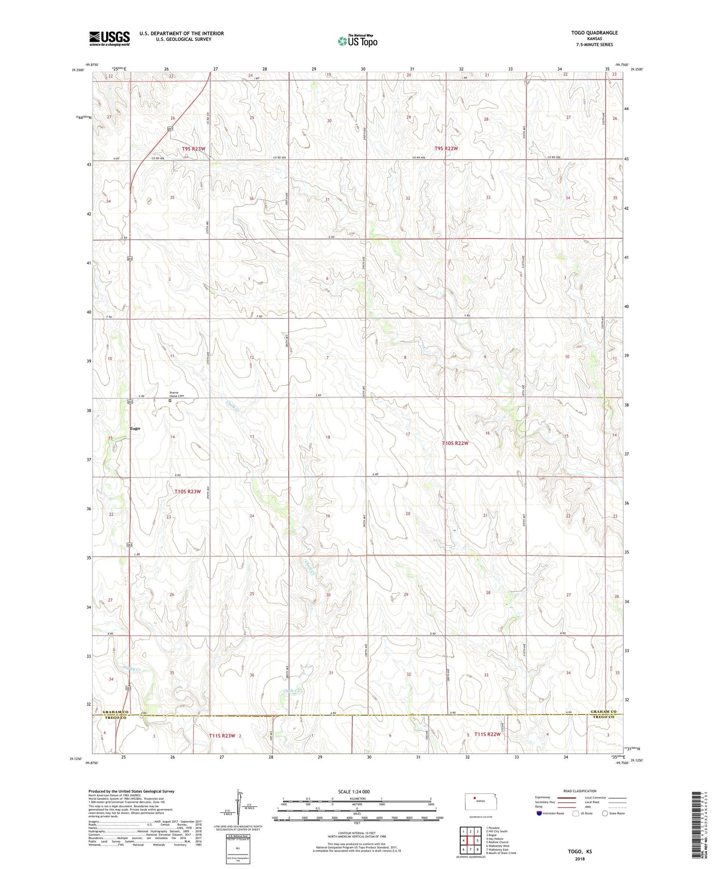 Togo Kansas US Topo Map Image