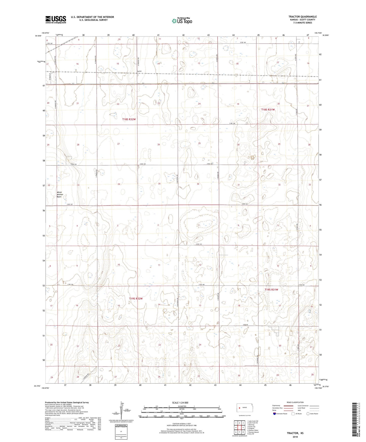 Tractor Kansas US Topo Map Image