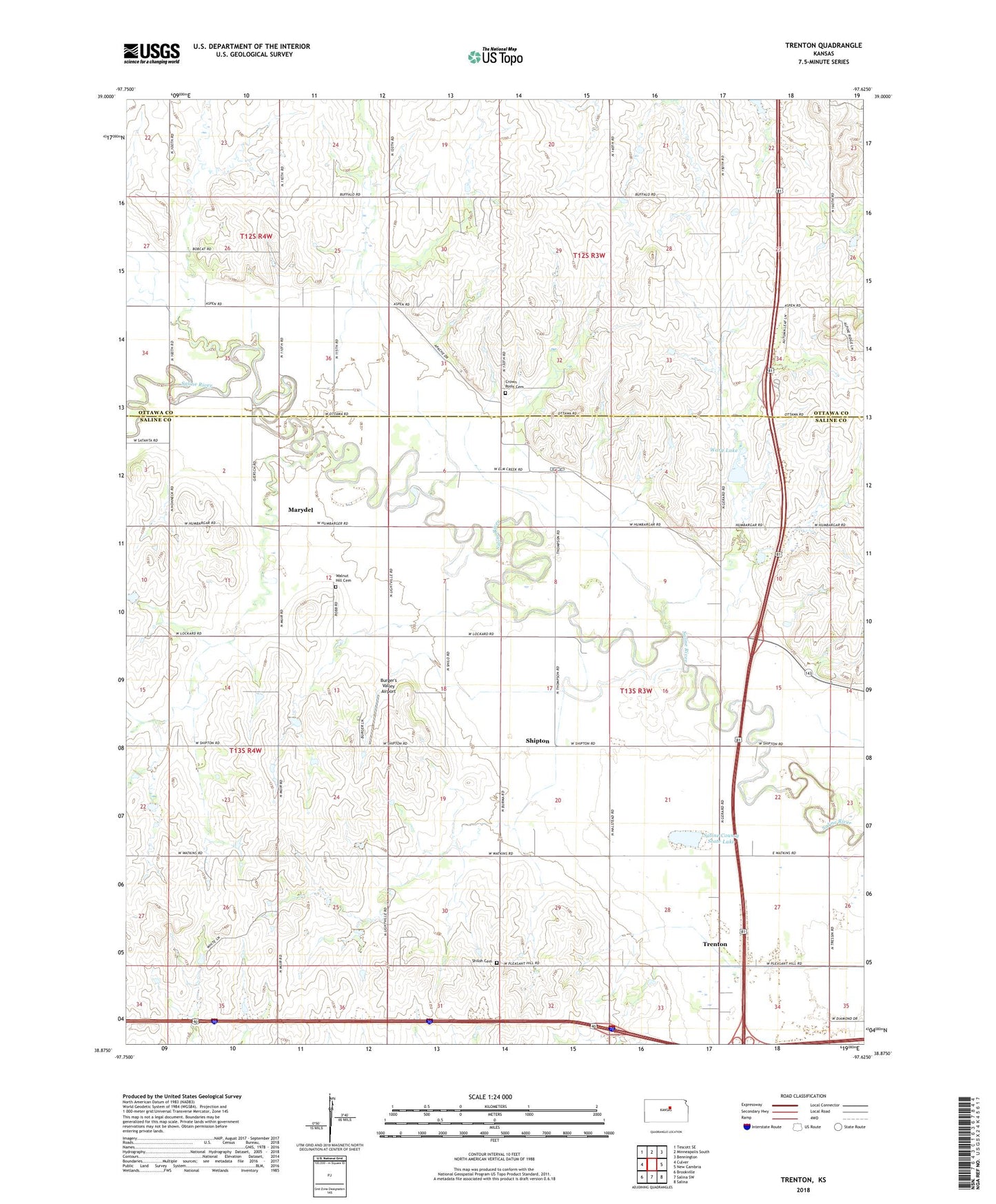 Trenton Kansas US Topo Map Image