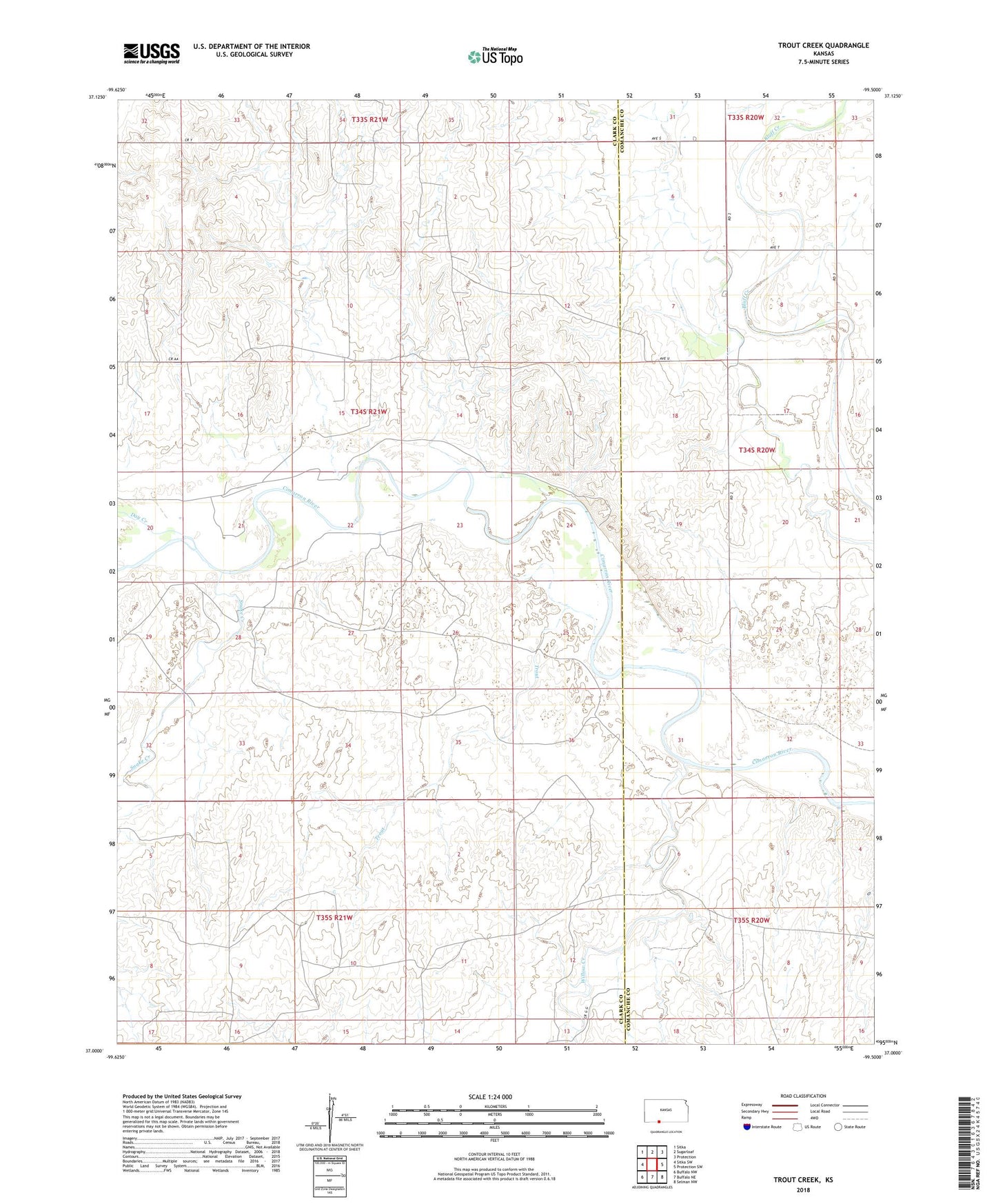 Trout Creek Kansas US Topo Map Image