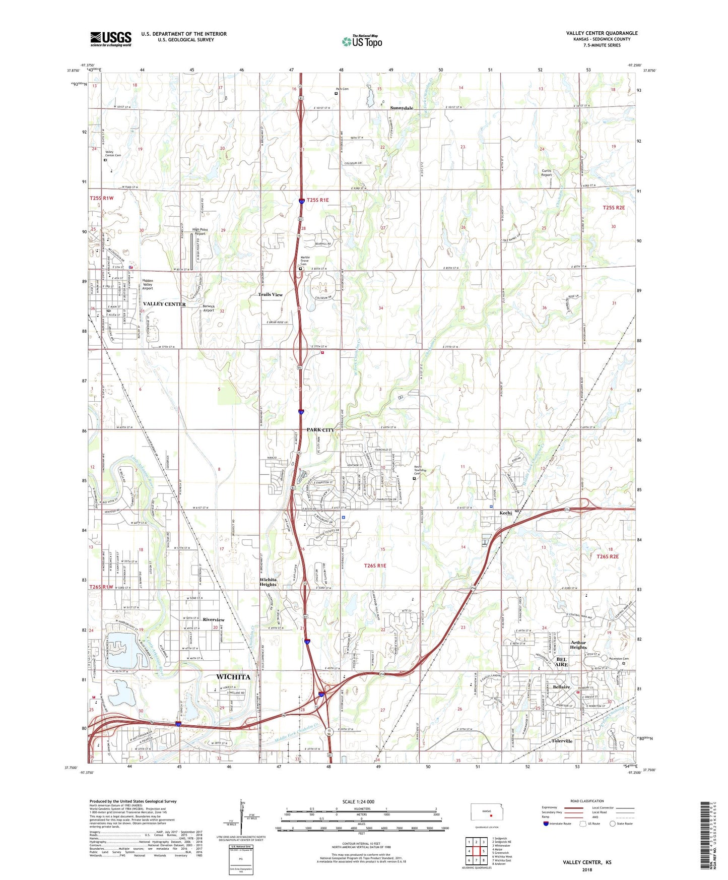 Valley Center Kansas US Topo Map Image