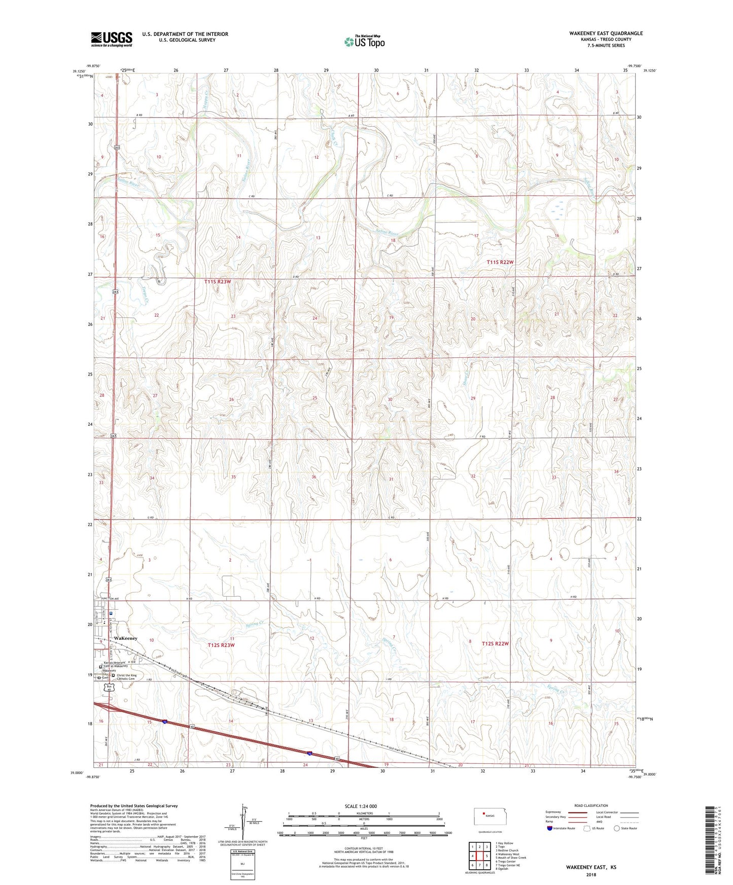 WaKeeney East Kansas US Topo Map Image